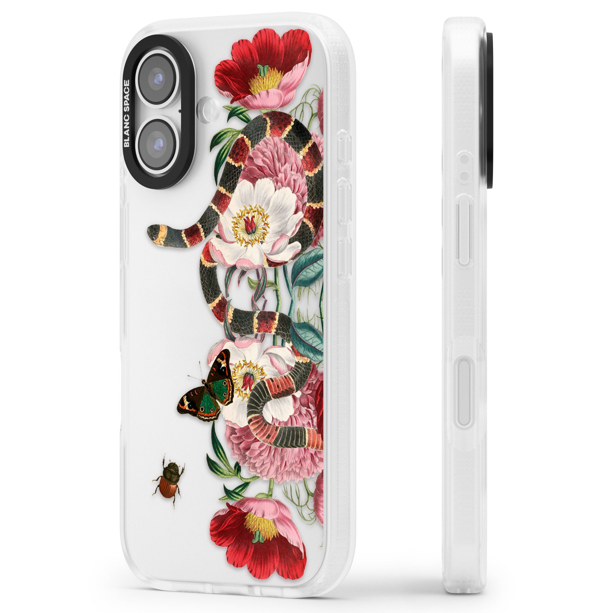 Floral Snake iPhone 17 Impact Air Clear Phone Case Side Profile