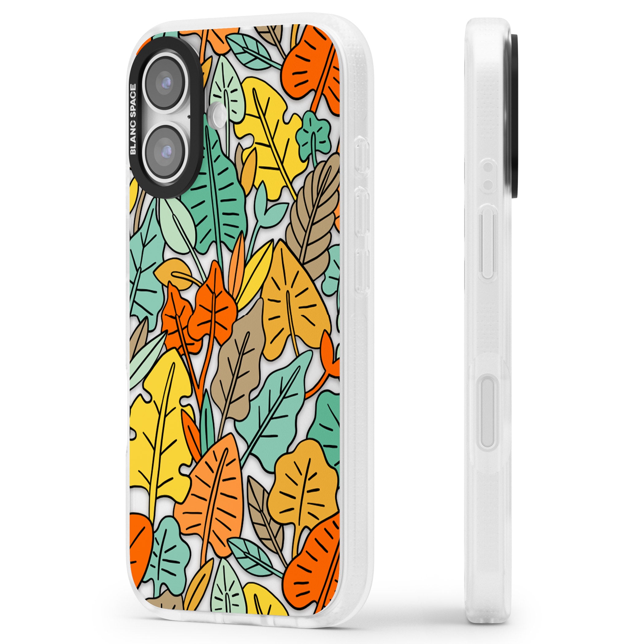 Pastel Toned Autumn Leaves iPhone 17 Impact Air Clear Phone Case Side Profile