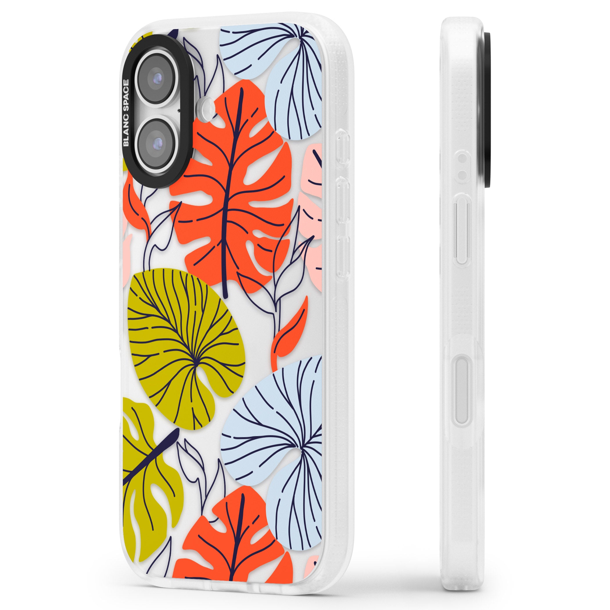 Retro Leaves iPhone 17 Impact Air Clear Phone Case Side Profile