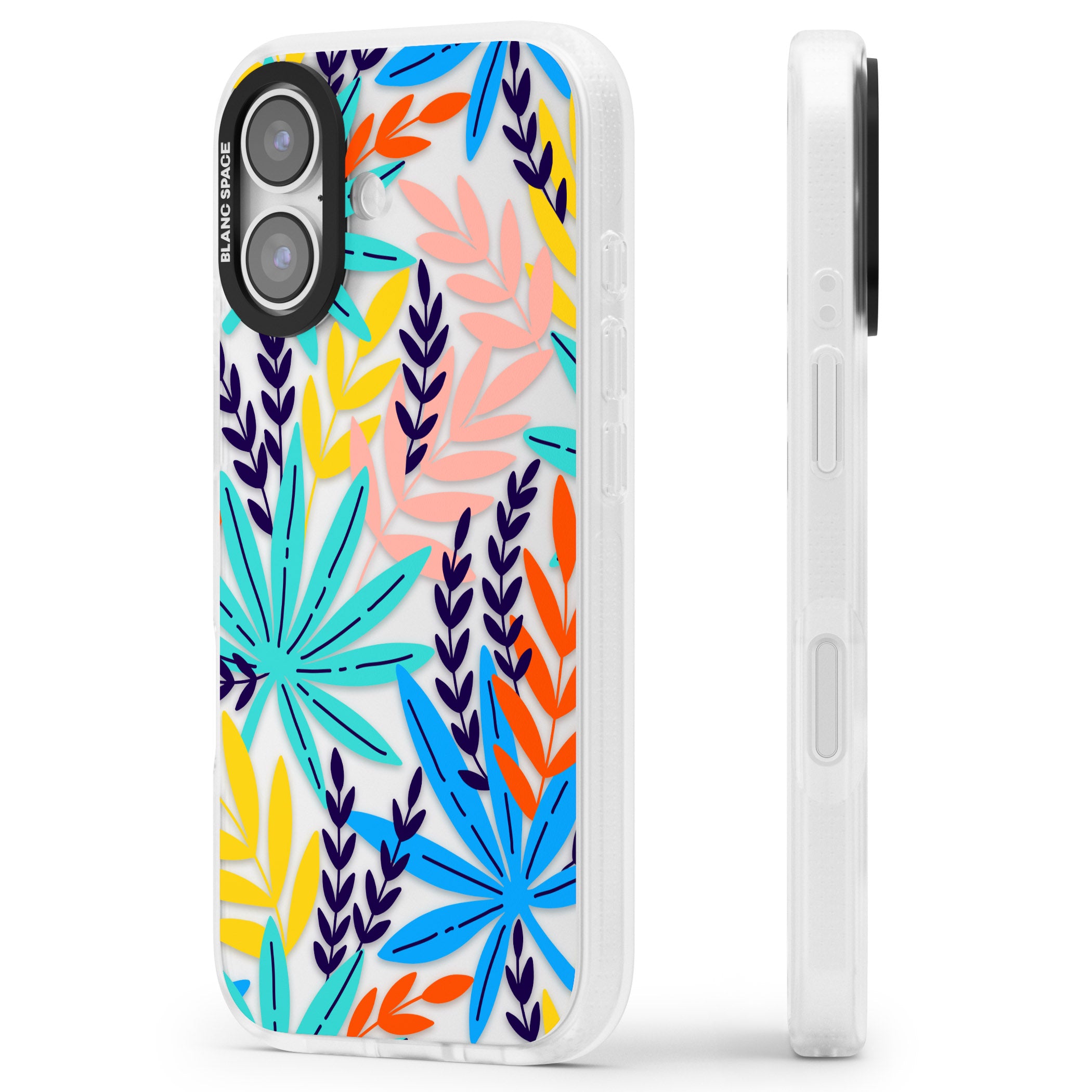 Tropical Palm Leaves iPhone 17 Impact Air Clear Phone Case Side Profile