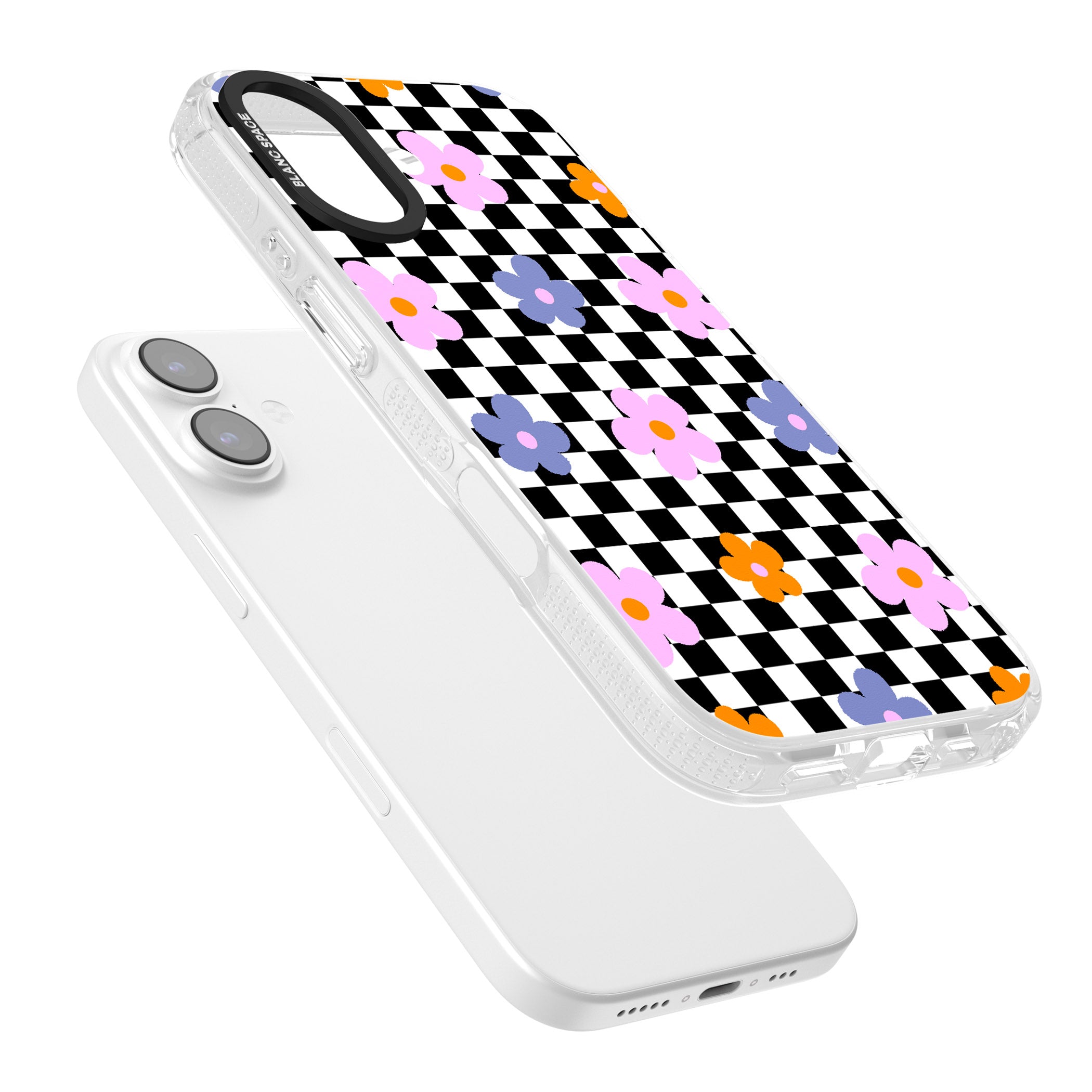 Checkered Blossom iPhone 17 Impact Air Clear Phone Case Colours