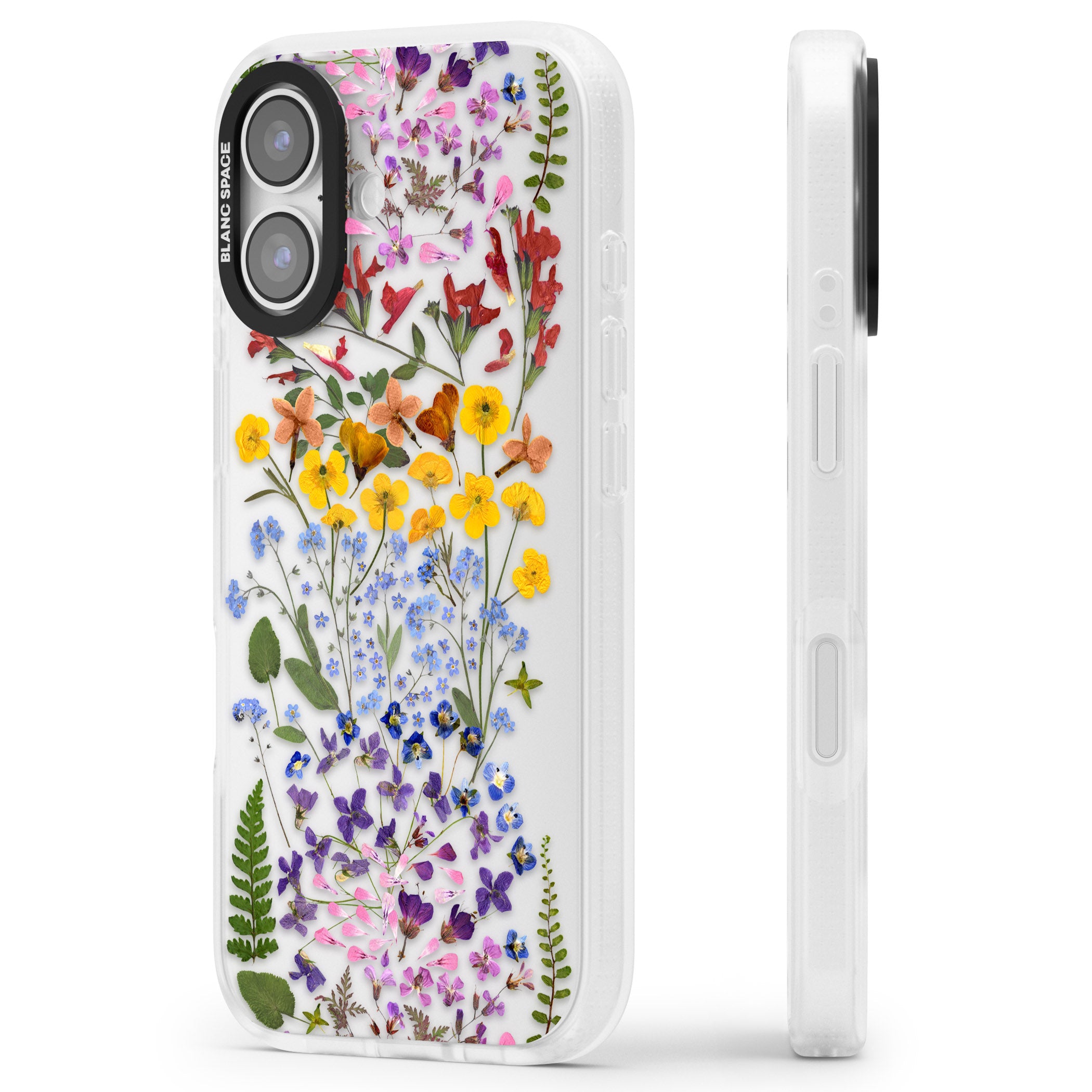 Pressed Wildflower Stripe iPhone 17 Impact Air Clear Phone Case Side Profile