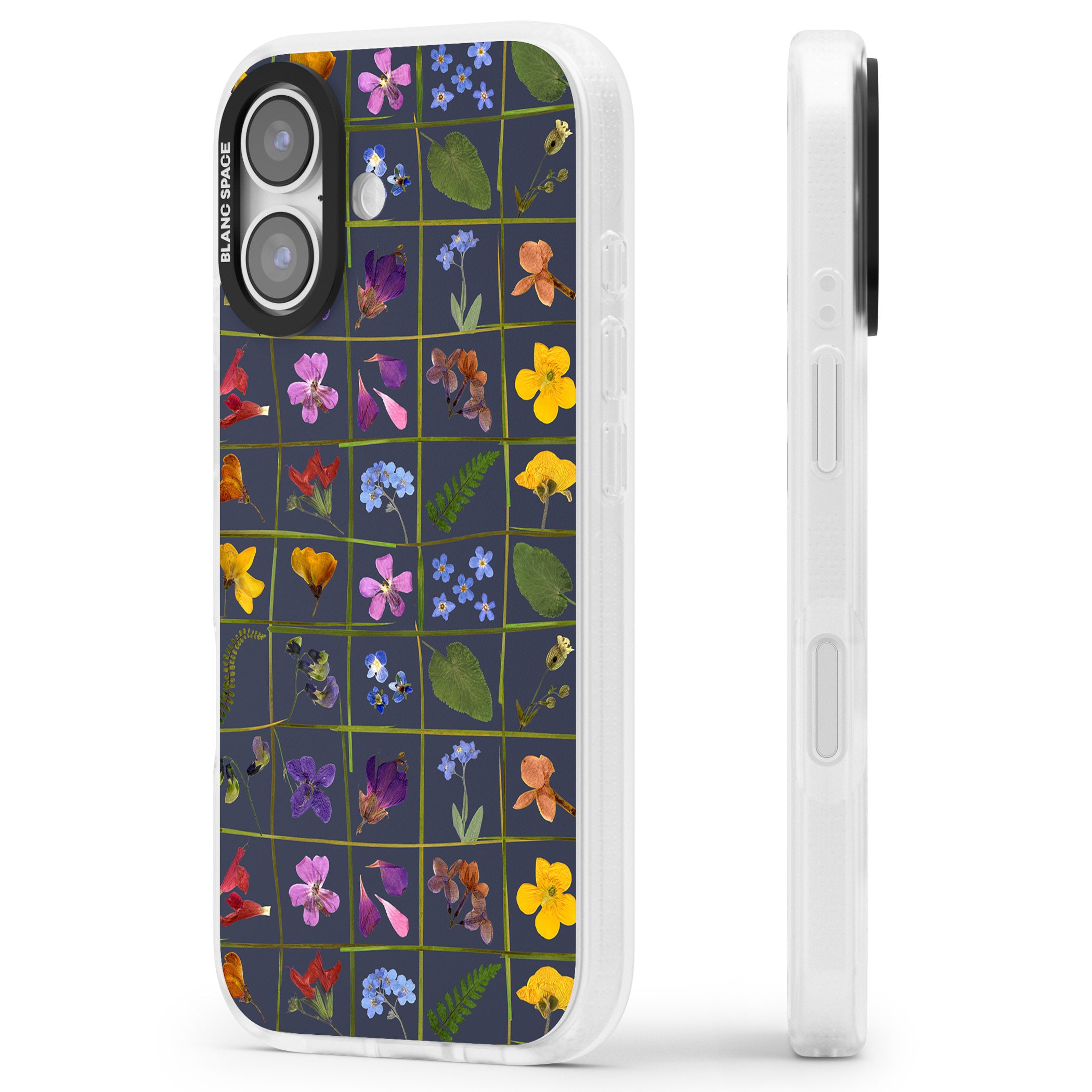 Wildflower Grid iPhone 17 Impact Air Clear Phone Case Side Profile
