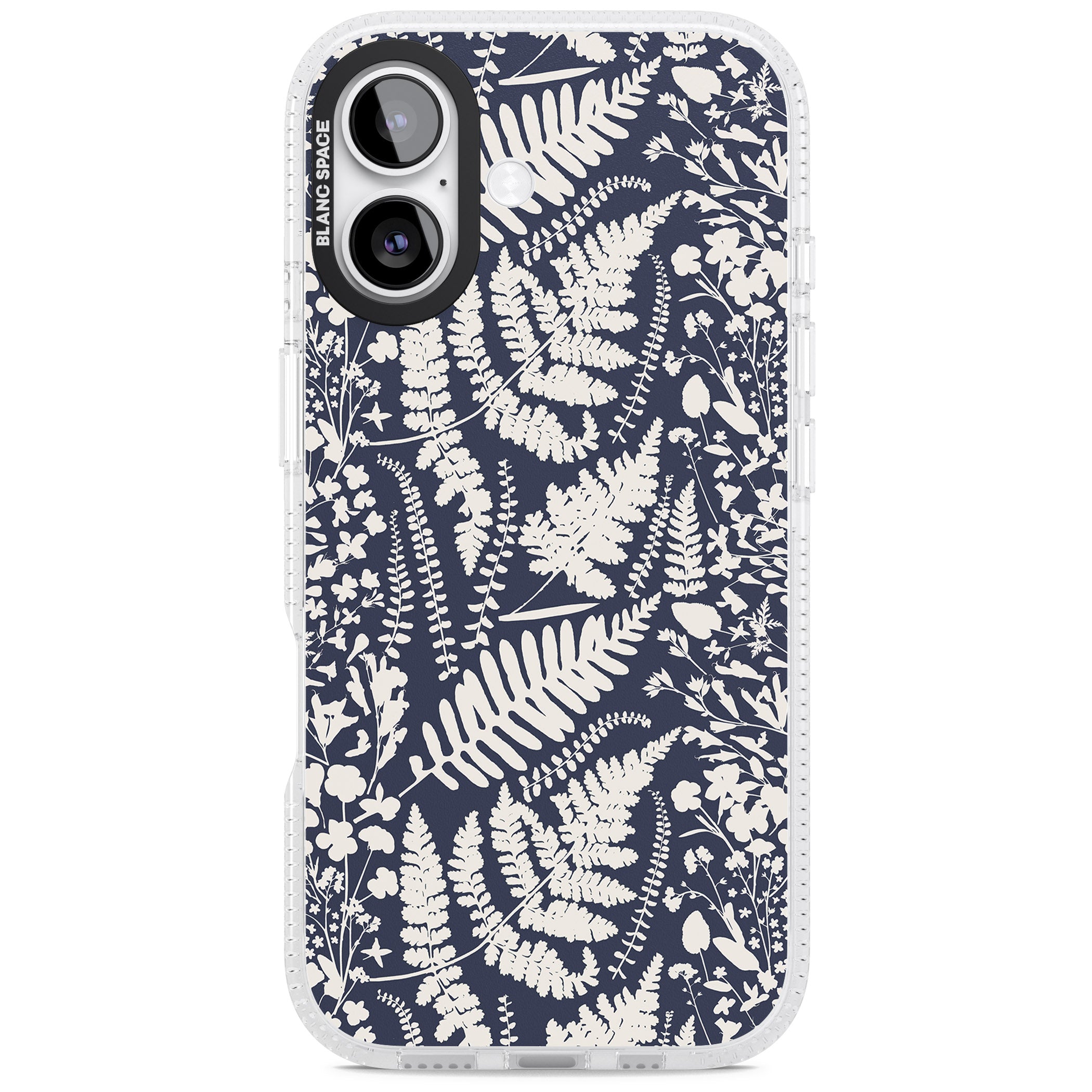 Wildflowers & Ferns On Navy iPhone 17 Impact Air Clear Phone Case