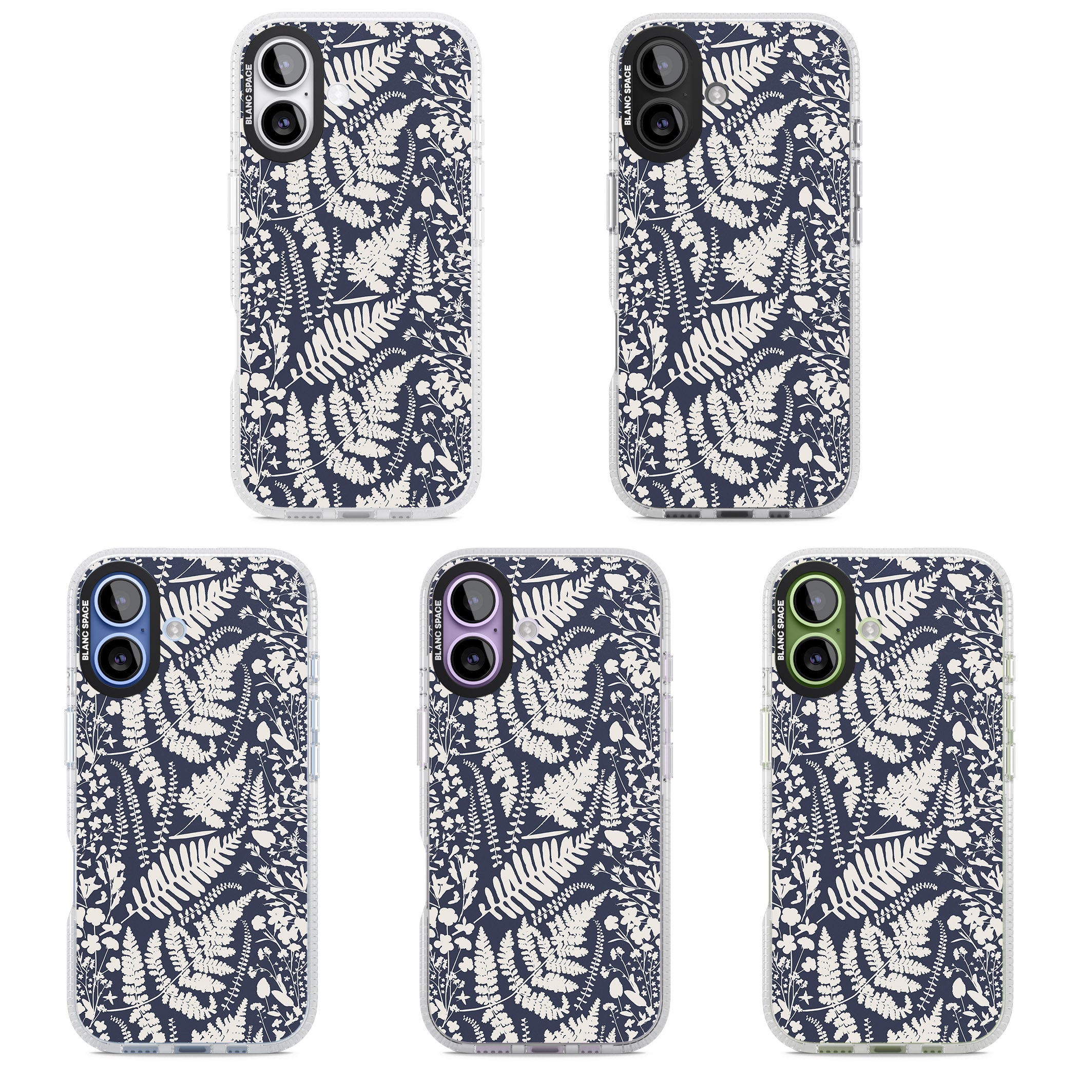 Wildflowers & Ferns On Navy iPhone 17 Impact Air Clear Phone Case APT Impact Protection