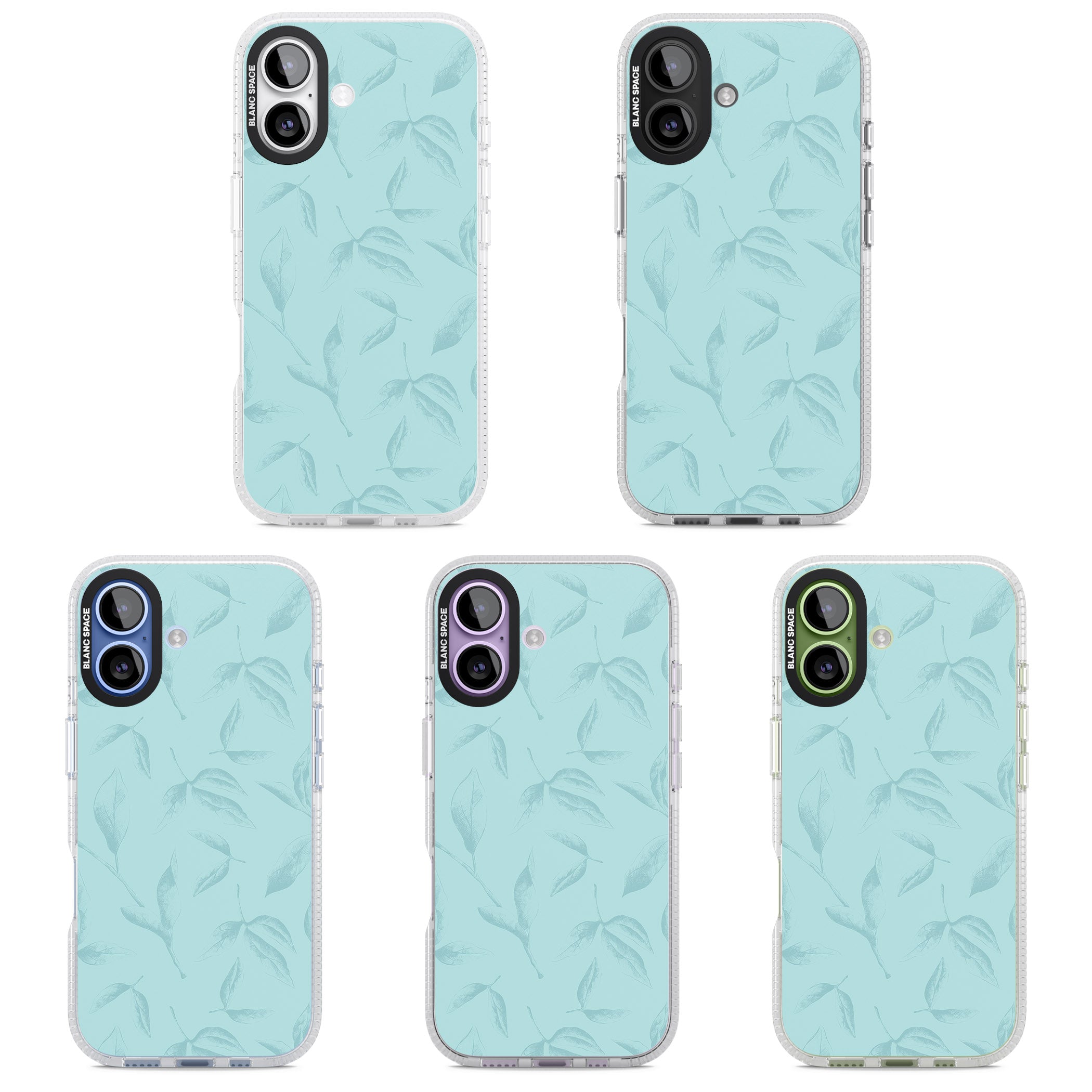 Blue Leaf Botanical iPhone 17 Impact Air Clear Phone Case APT Impact Protection