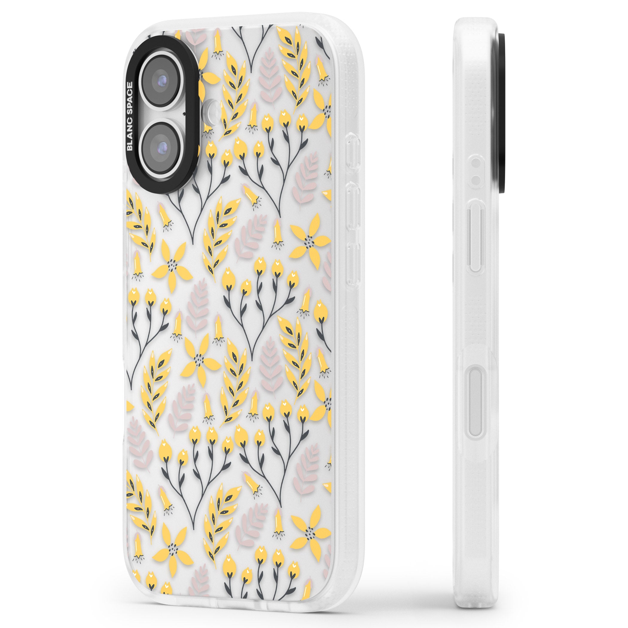 Yellow Floral Vibrance iPhone 17 Impact Air Clear Phone Case Side Profile