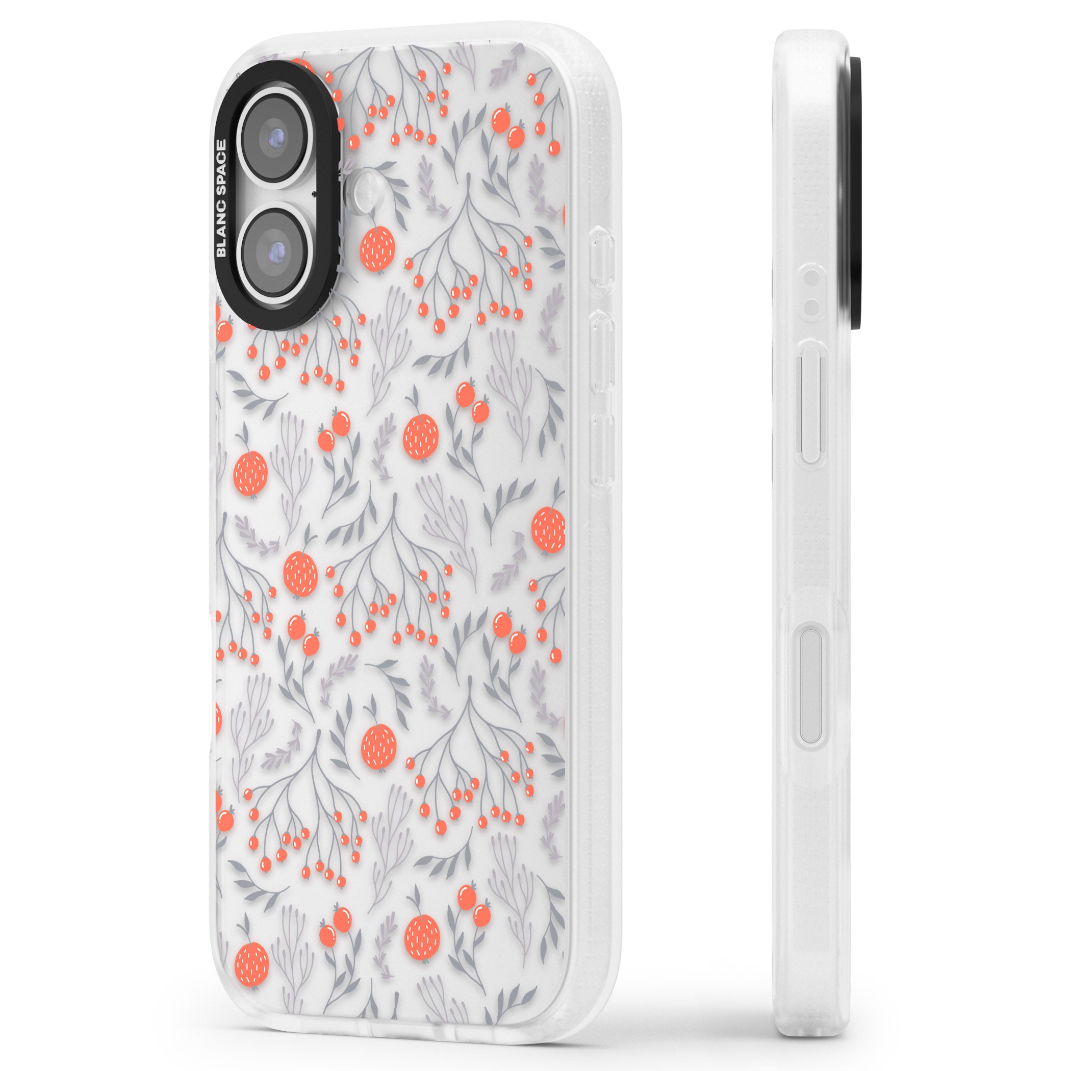 Red Fruits Floral iPhone 17 Impact Air Clear Phone Case Side Profile