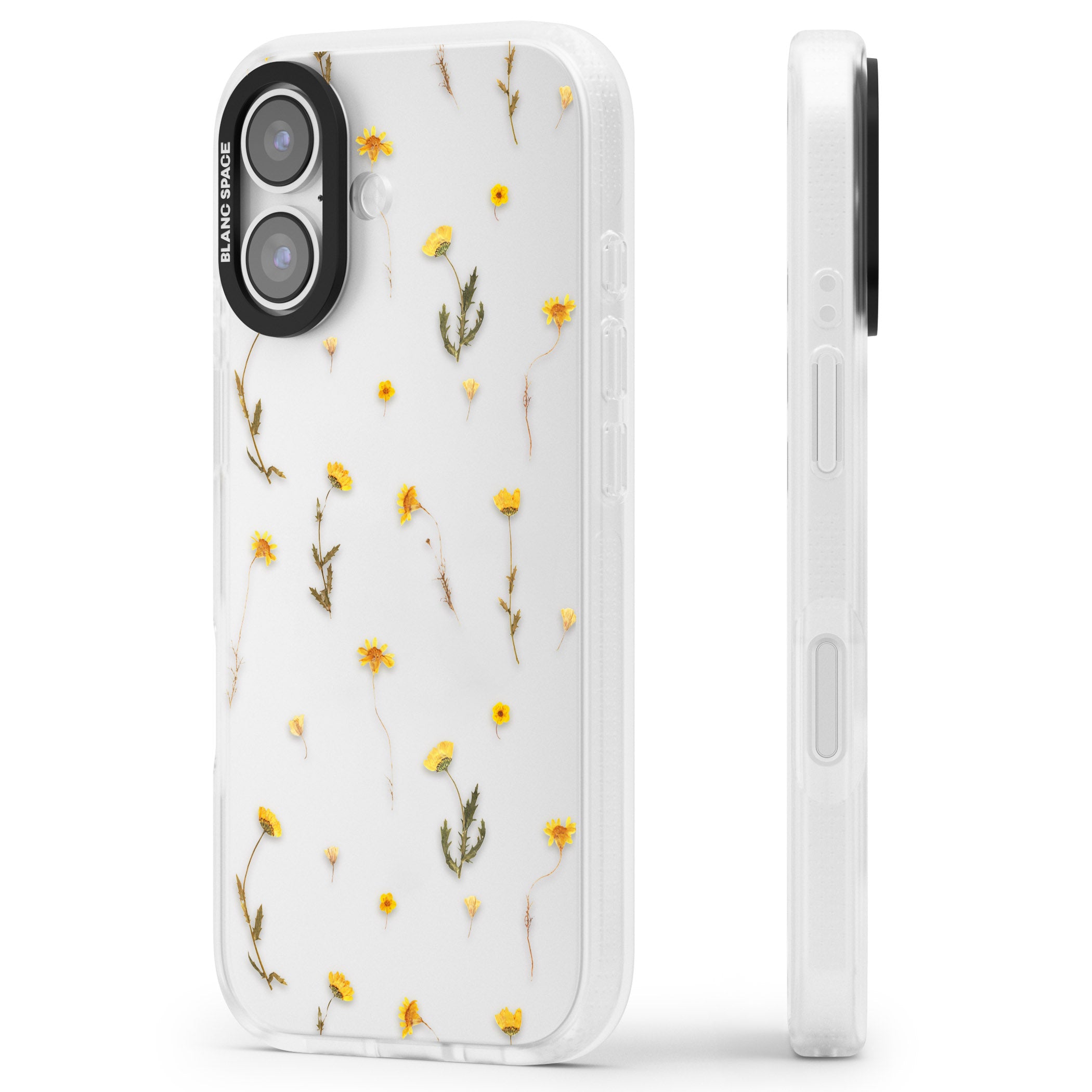 Yellow Wildflower iPhone 17 Impact Air Clear Phone Case Side Profile