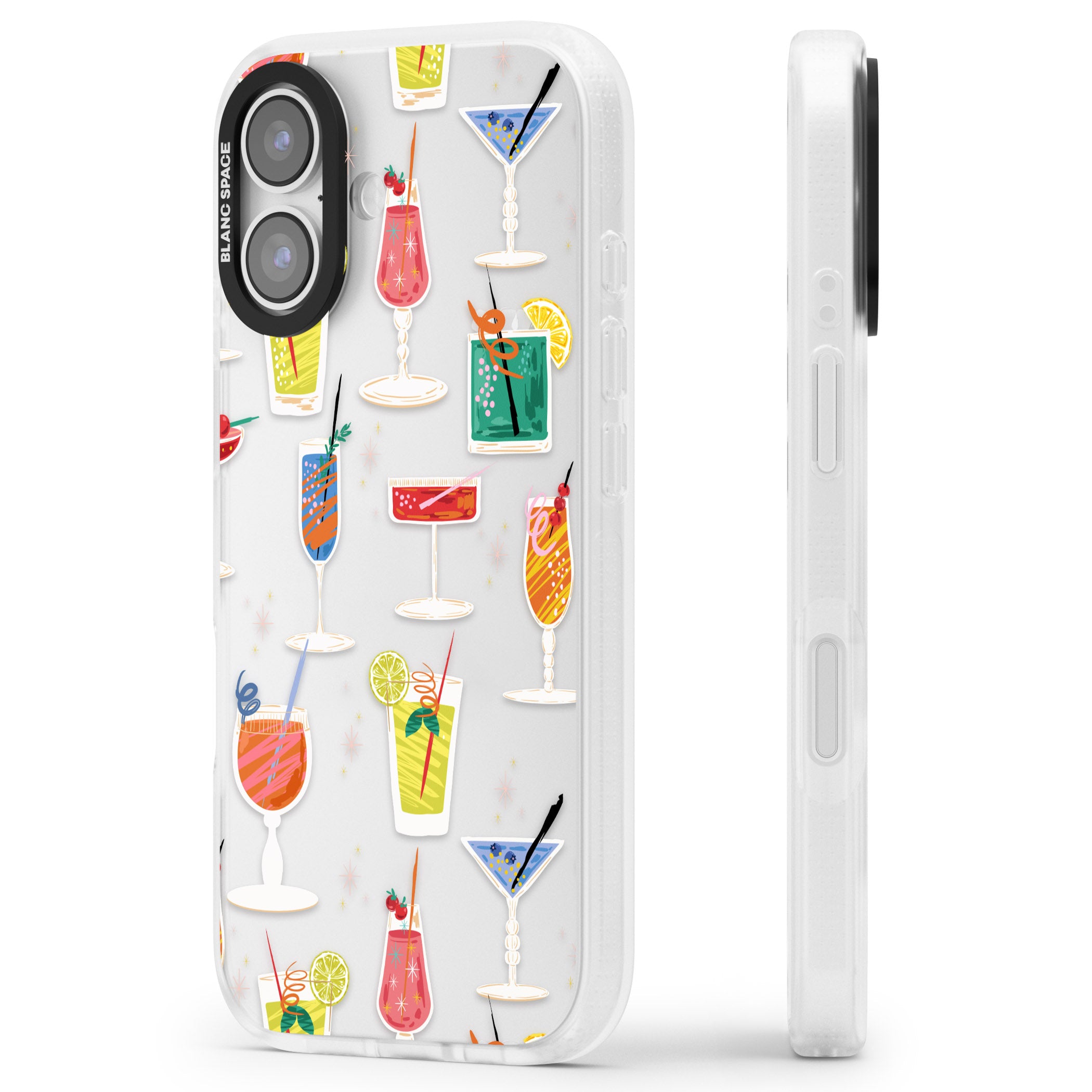 Retro Cocktails iPhone 17 Impact Air Clear Phone Case Side Profile