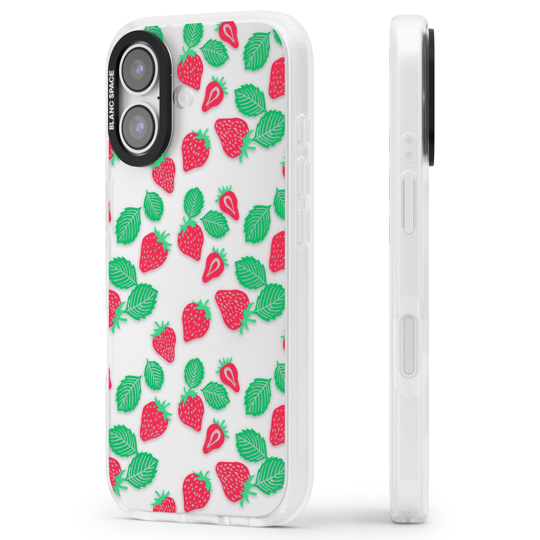 Strawberry Delight iPhone 17 Impact Air Clear Phone Case Side Profile