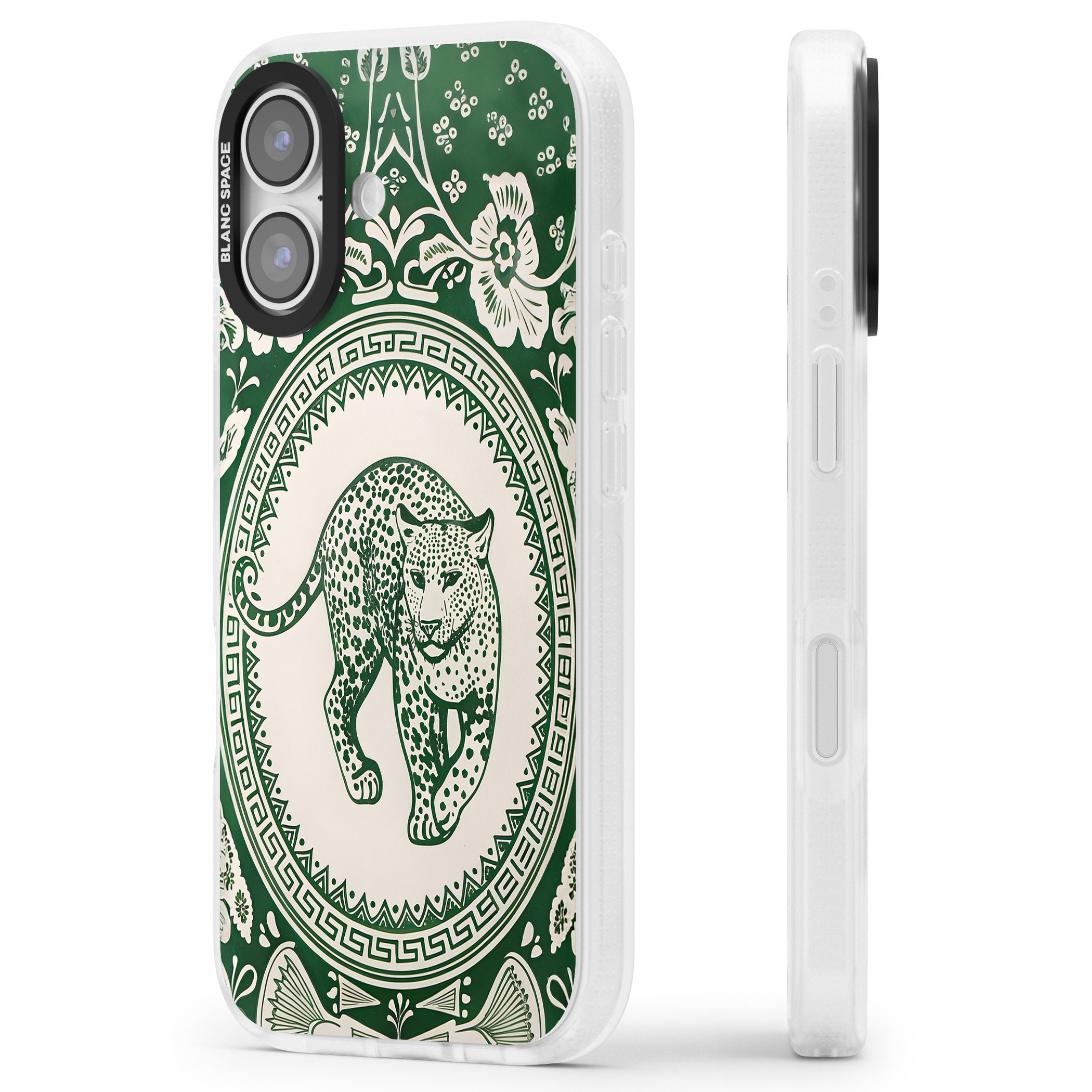 Green Leopard iPhone 17 Impact Air Clear Phone Case Side Profile