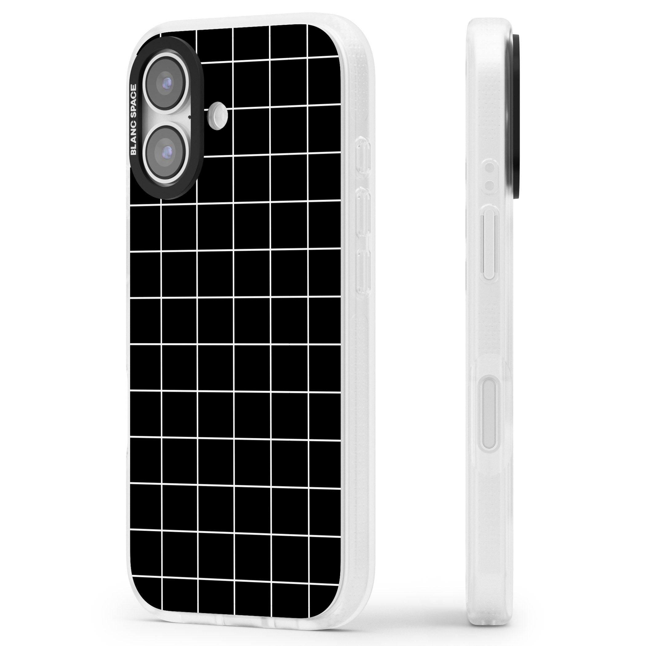 Minimalist Grid Pattern Black iPhone 17 Impact Air Clear Phone Case Side Profile