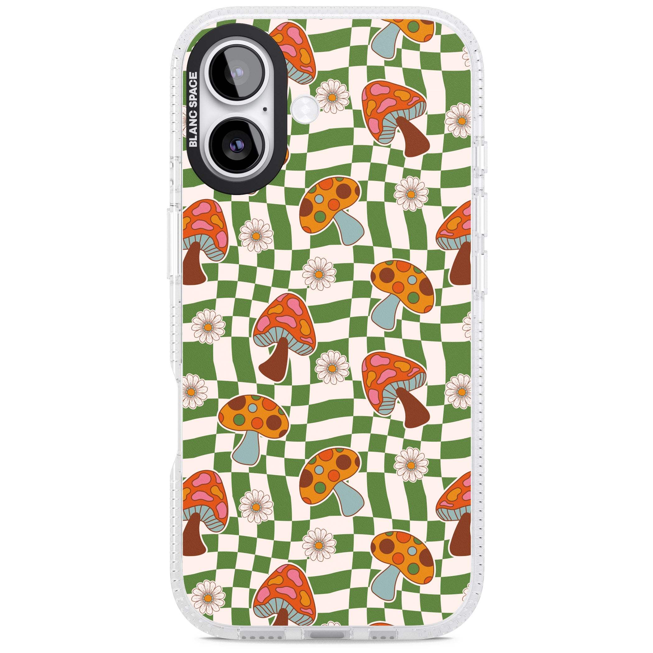 Wavy Checked Shroom & Bloom iPhone 17 Impact Air Clear Phone Case