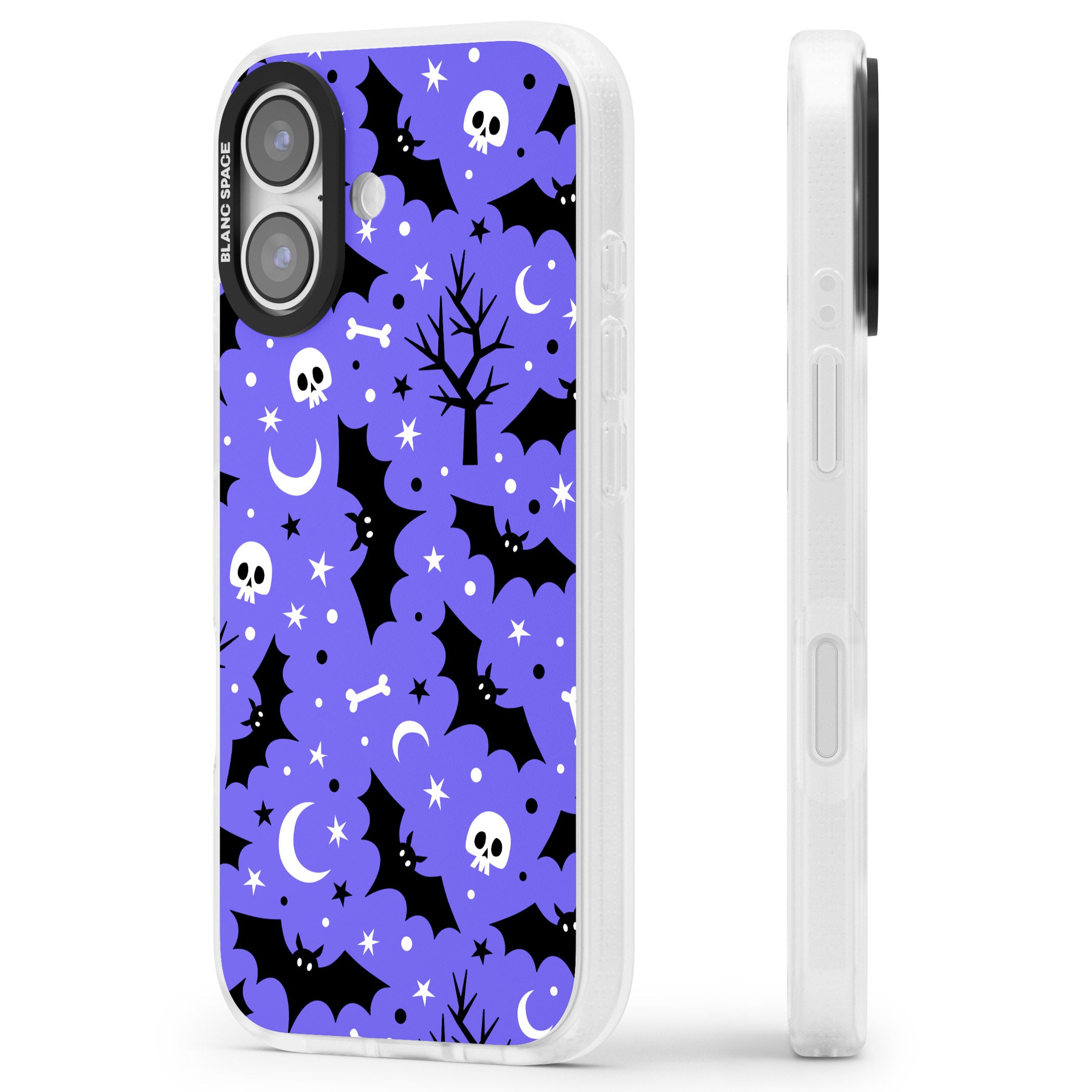 Bats N' Bones Pattern iPhone 17 Impact Air Clear Phone Case Side Profile