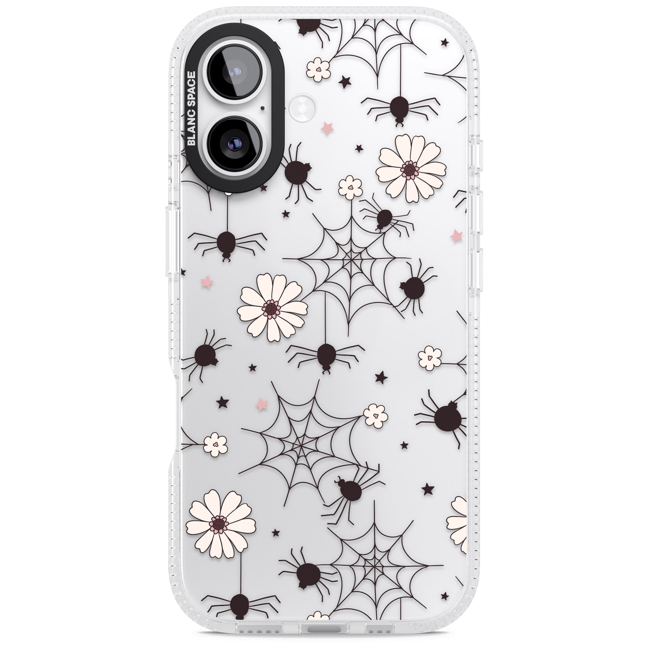 Spiders And Flowers Pattern iPhone 17 Impact Air Clear Phone Case