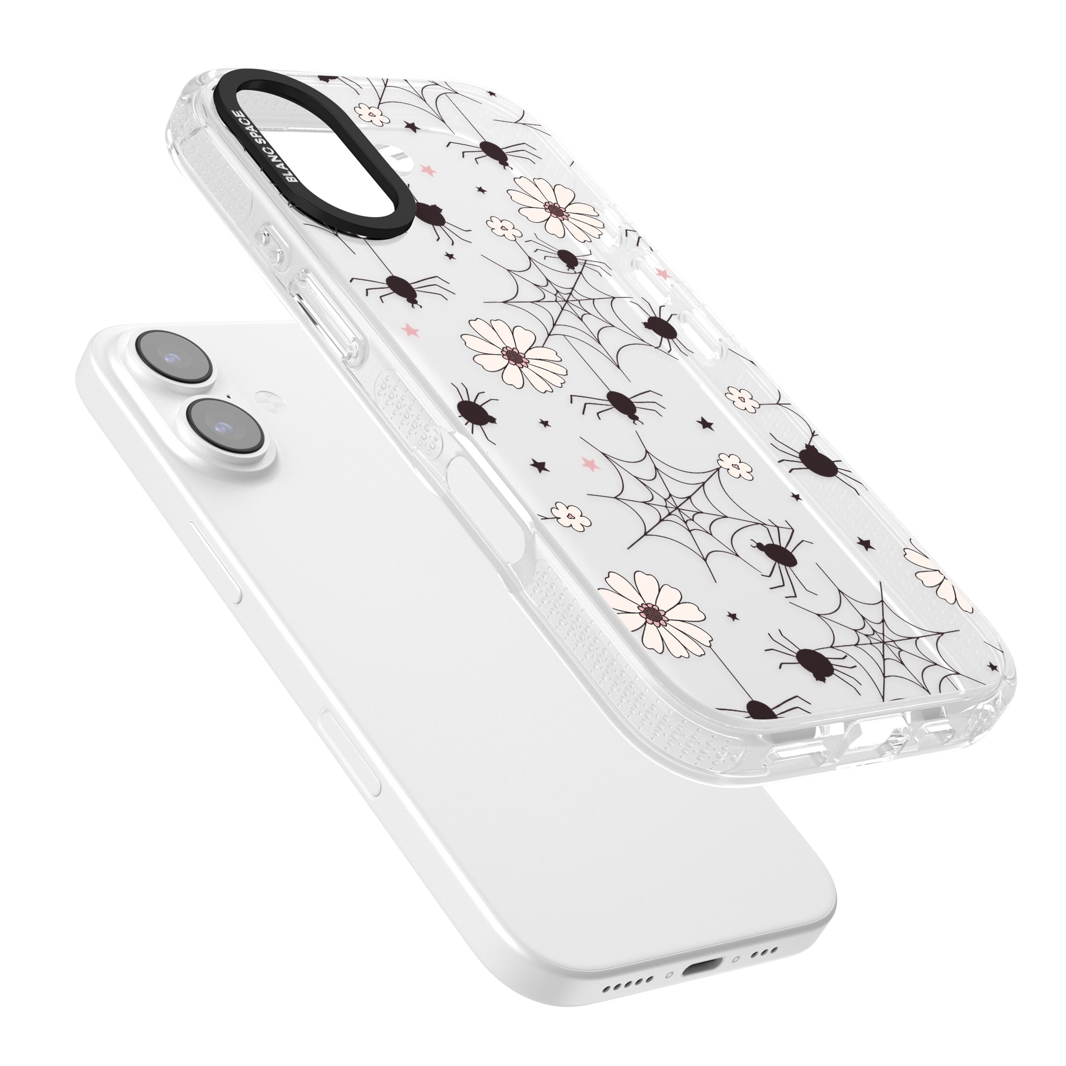 Spiders And Flowers Pattern iPhone 17 Impact Air Clear Phone Case Colours