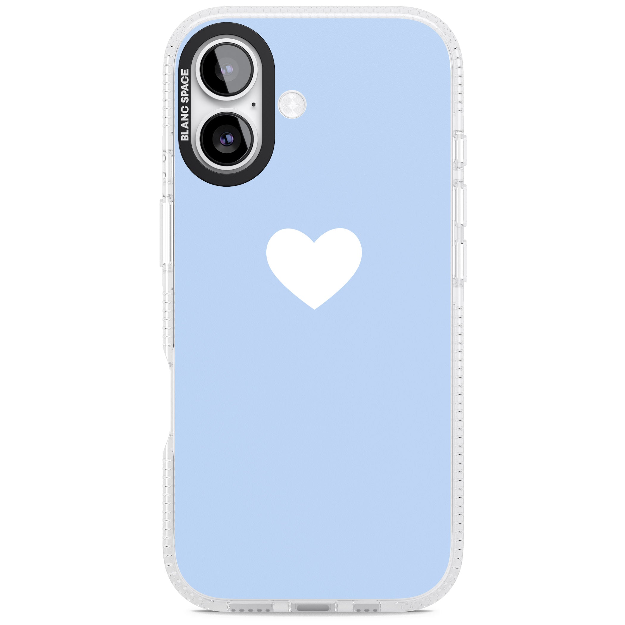 Single Heart Design: White & Baby Blue iPhone 17 Impact Air Clear Phone Case