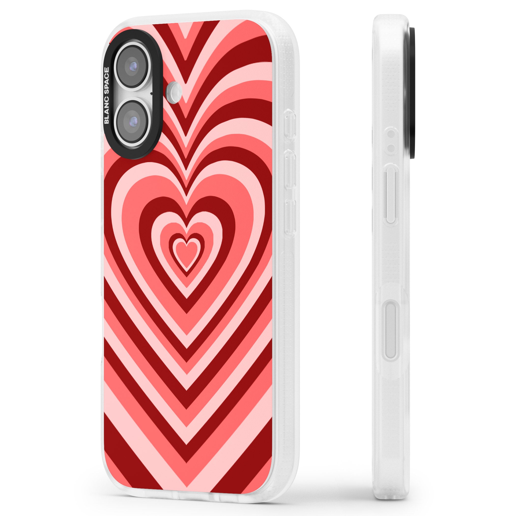 Red Heart Illusion iPhone 17 Impact Air Clear Phone Case Side Profile