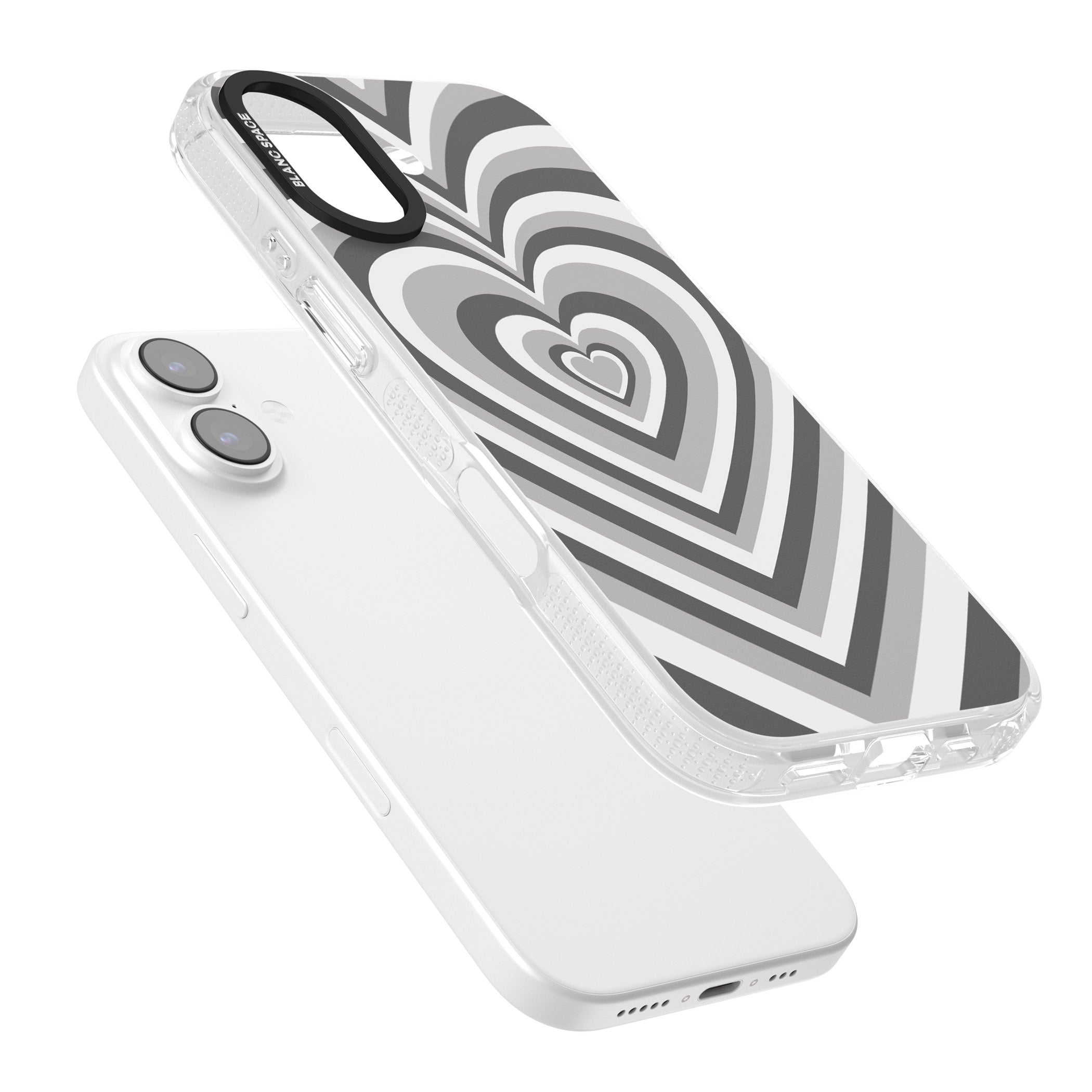 Monochrome Heart Illusion iPhone 17 Impact Air Clear Phone Case Colours