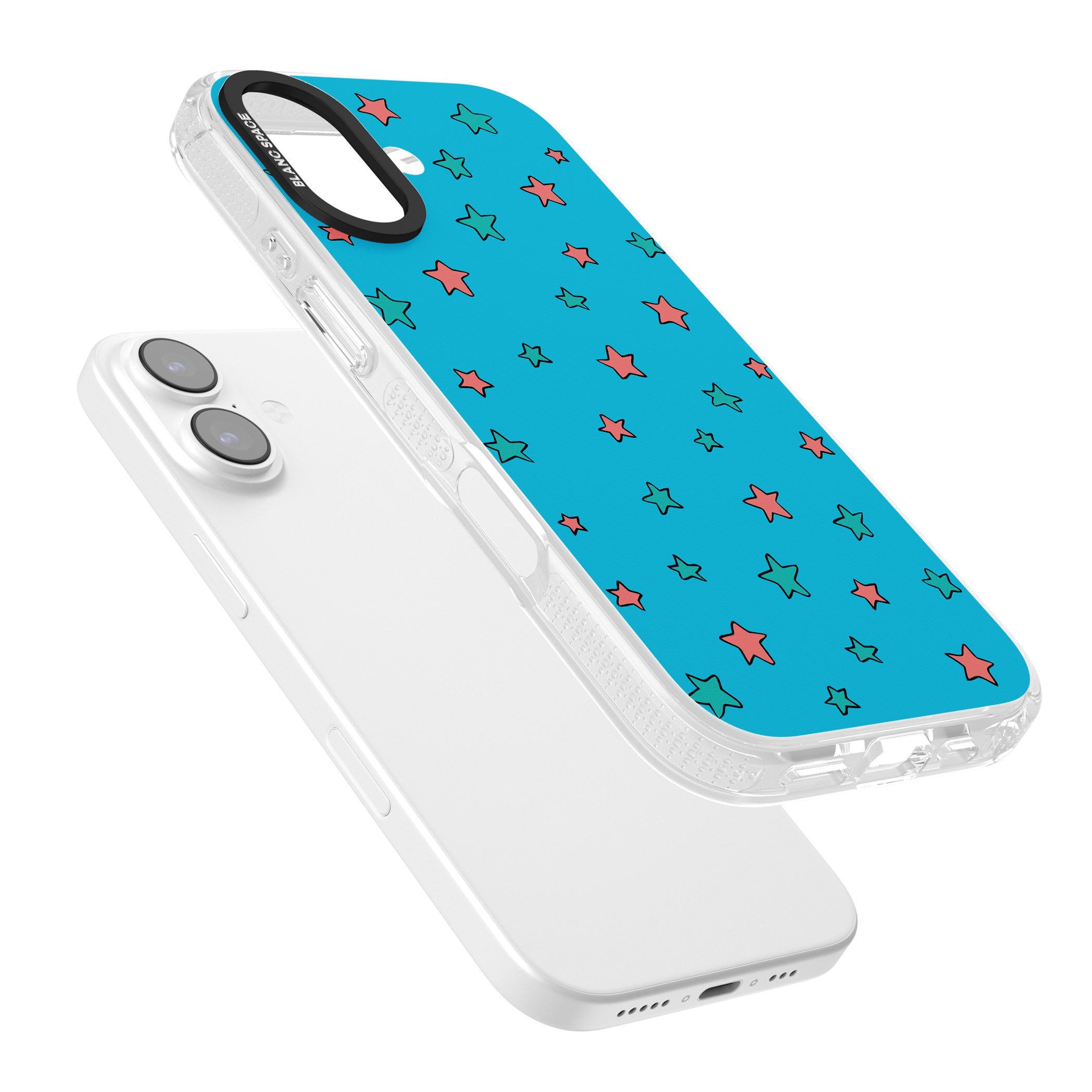 Blue Heartstopper Stars Pattern iPhone 17 Impact Air Clear Phone Case Colours