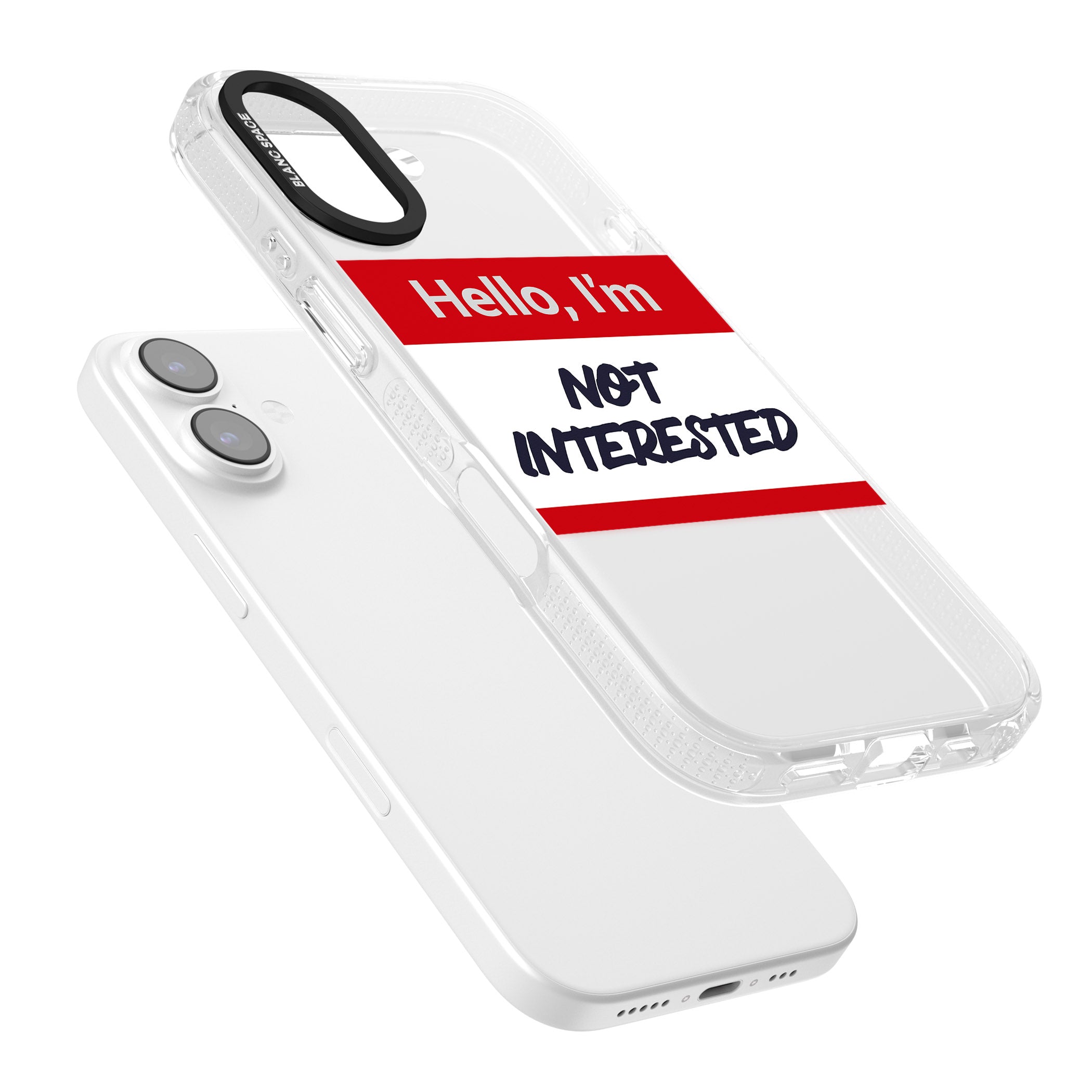 Funny Hello Name Tag Not Interested iPhone 17 Impact Air Clear Phone Case Colours