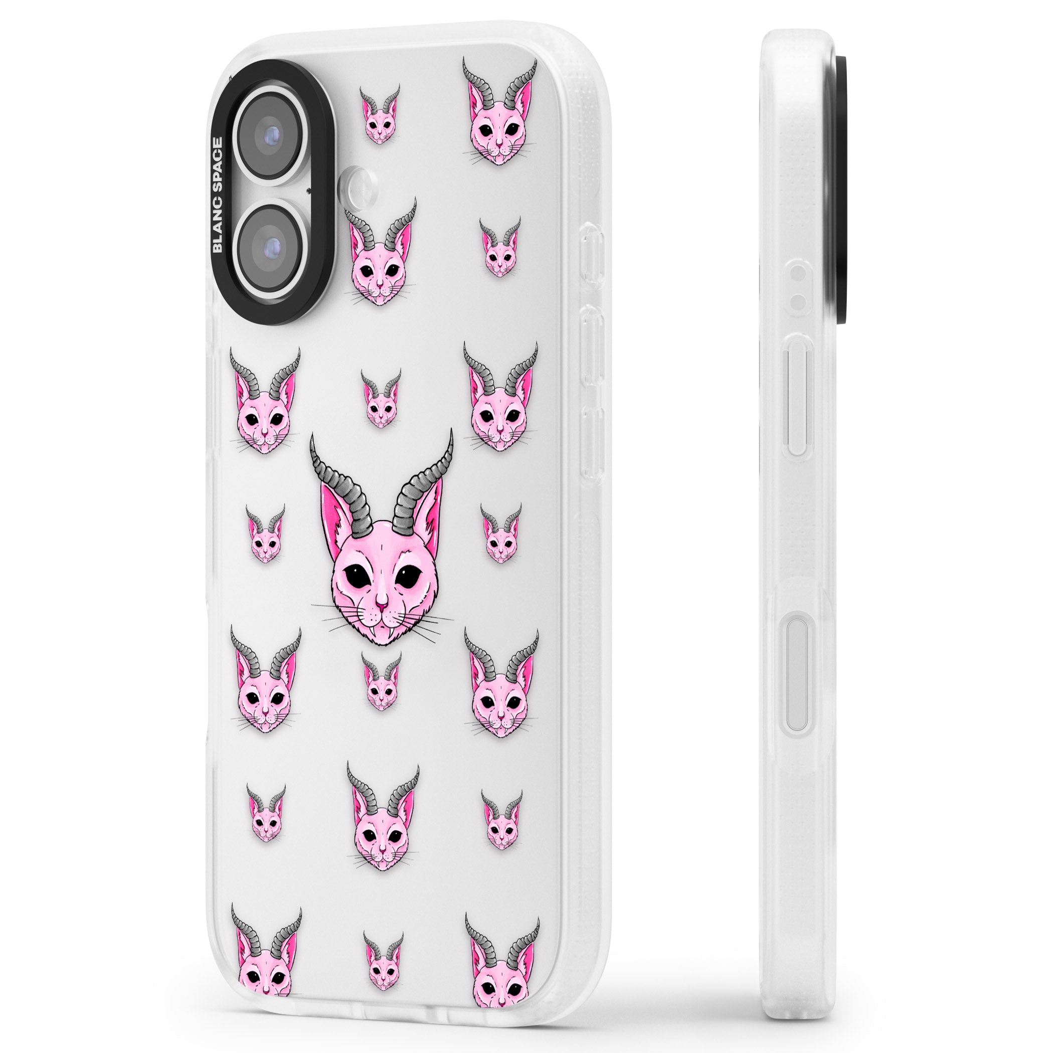 Demon Cat Pattern iPhone 17 Impact Air Clear Phone Case Side Profile
