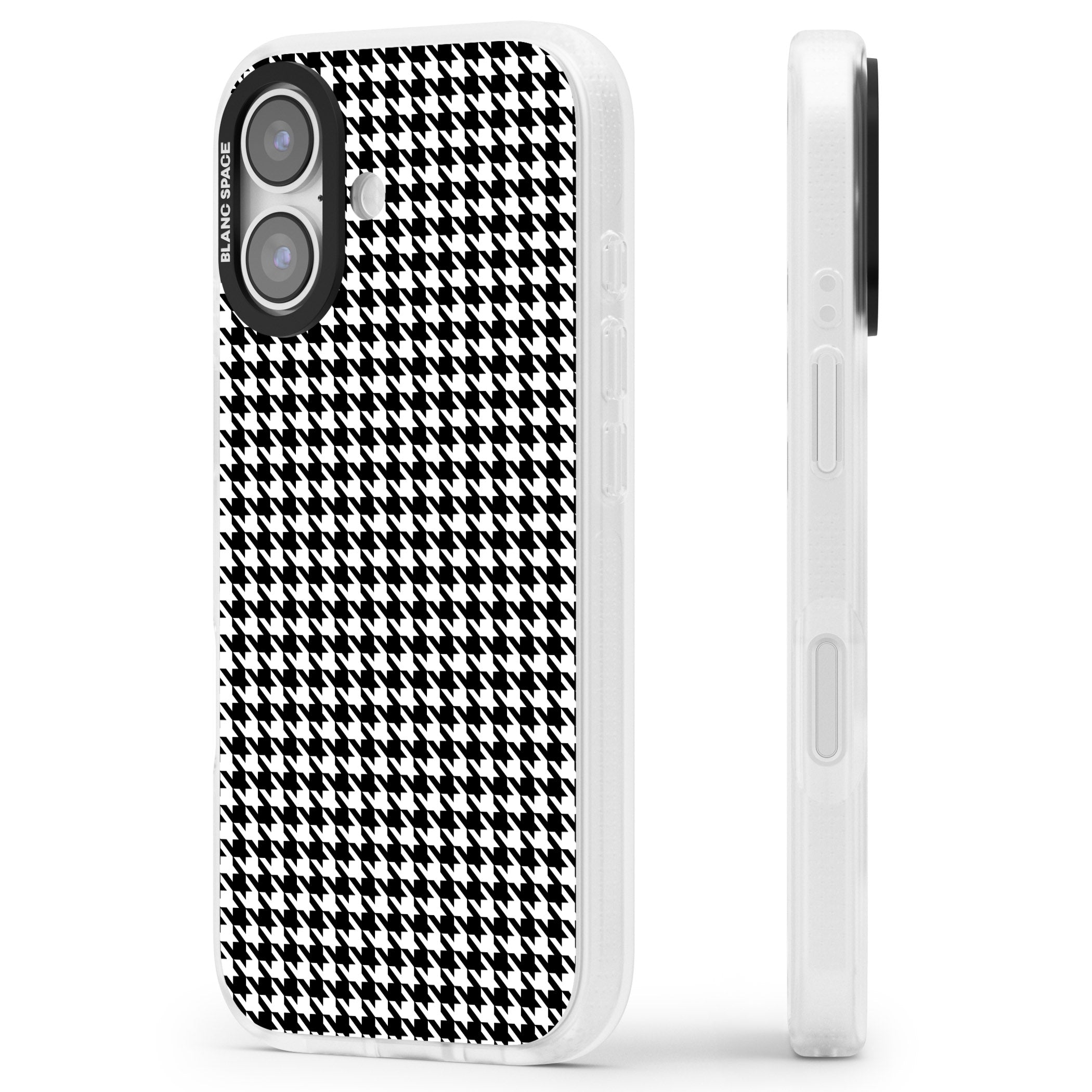 Black Houndstooth Pattern iPhone 17 Impact Air Clear Phone Case Side Profile