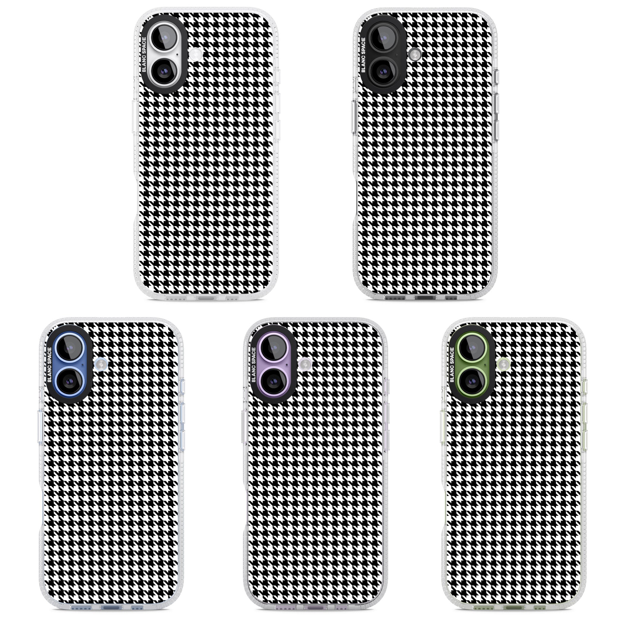 Black Houndstooth Pattern iPhone 17 Impact Air Clear Phone Case APT Impact Protection