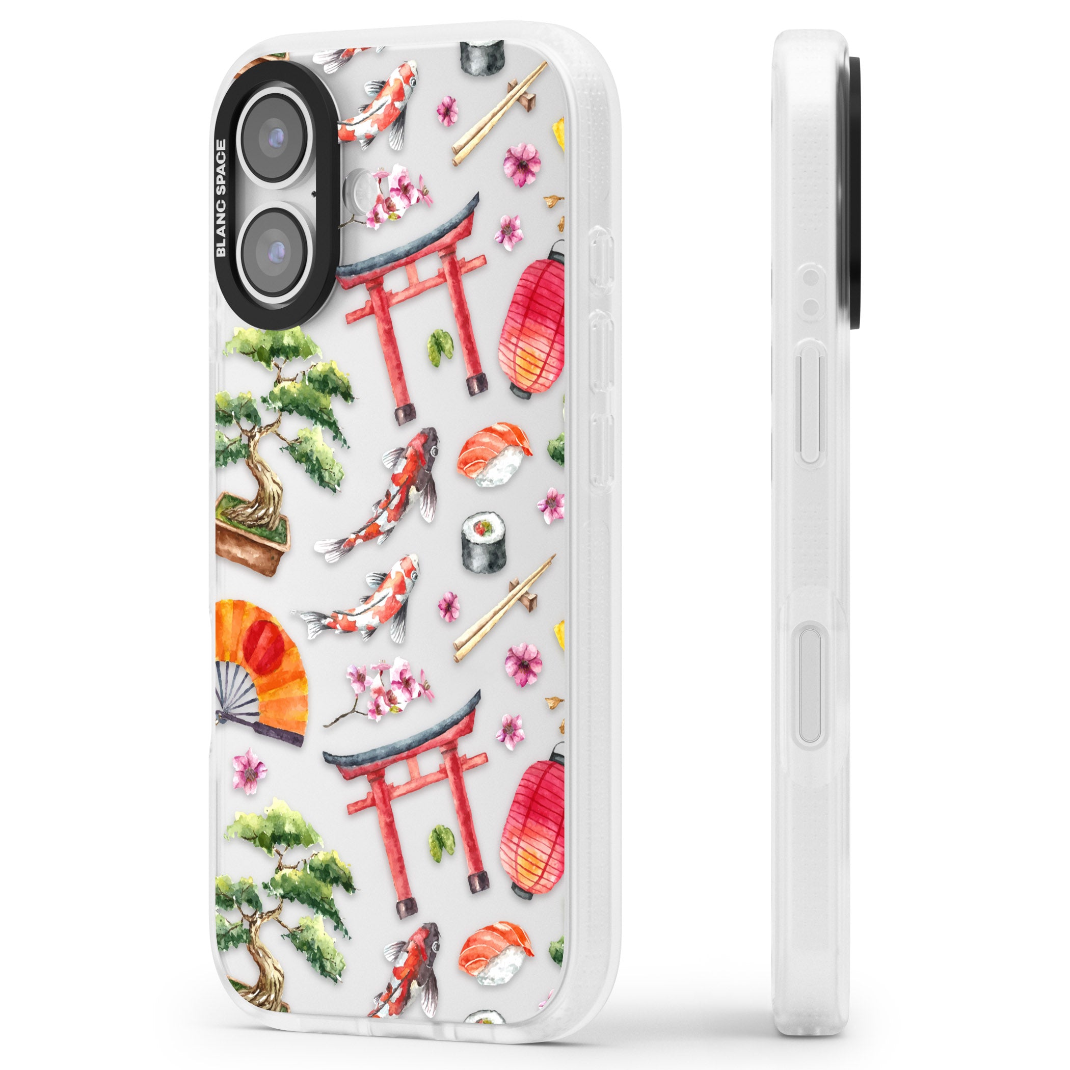 Japanese Watercolor iPhone 17 Impact Air Clear Phone Case Side Profile