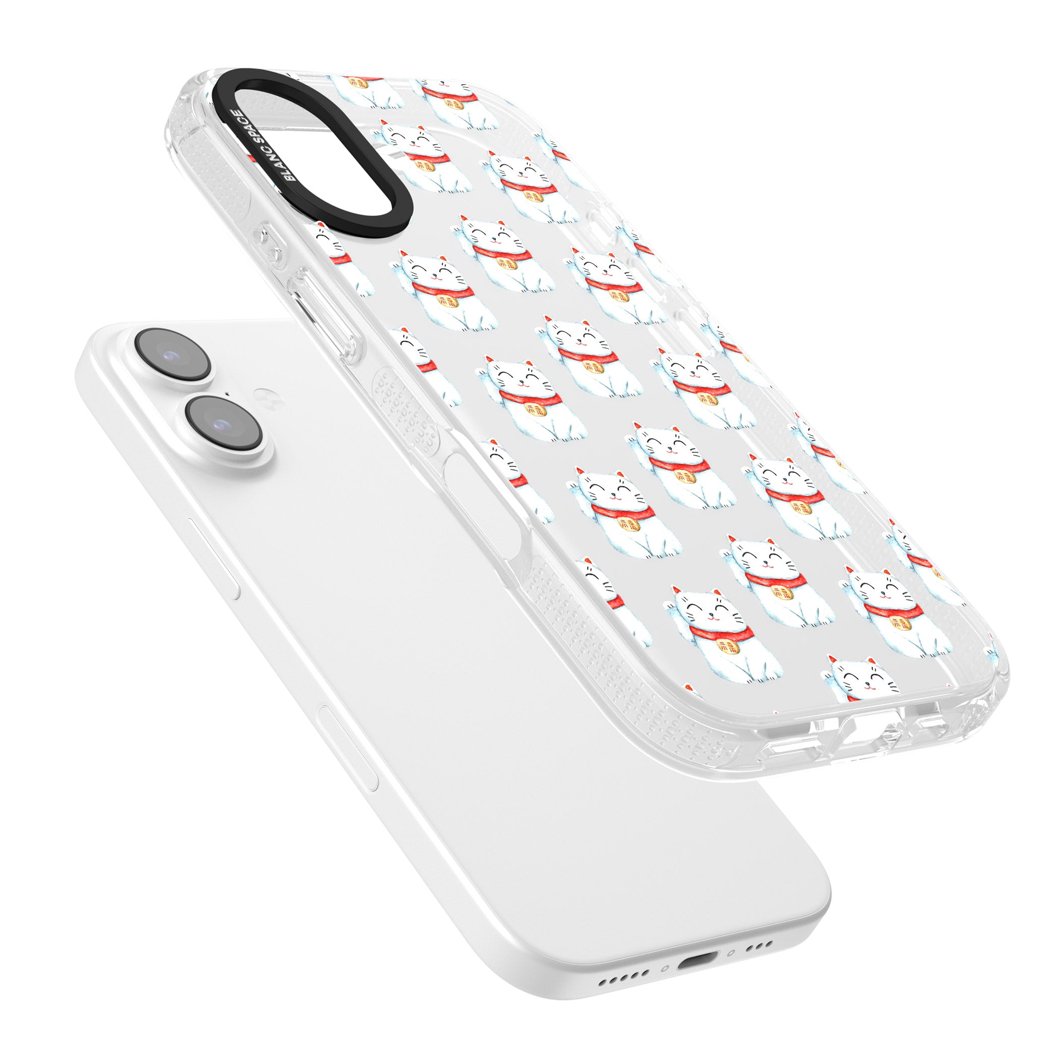 Lucky Cat Pattern iPhone 17 Impact Air Clear Phone Case Colours