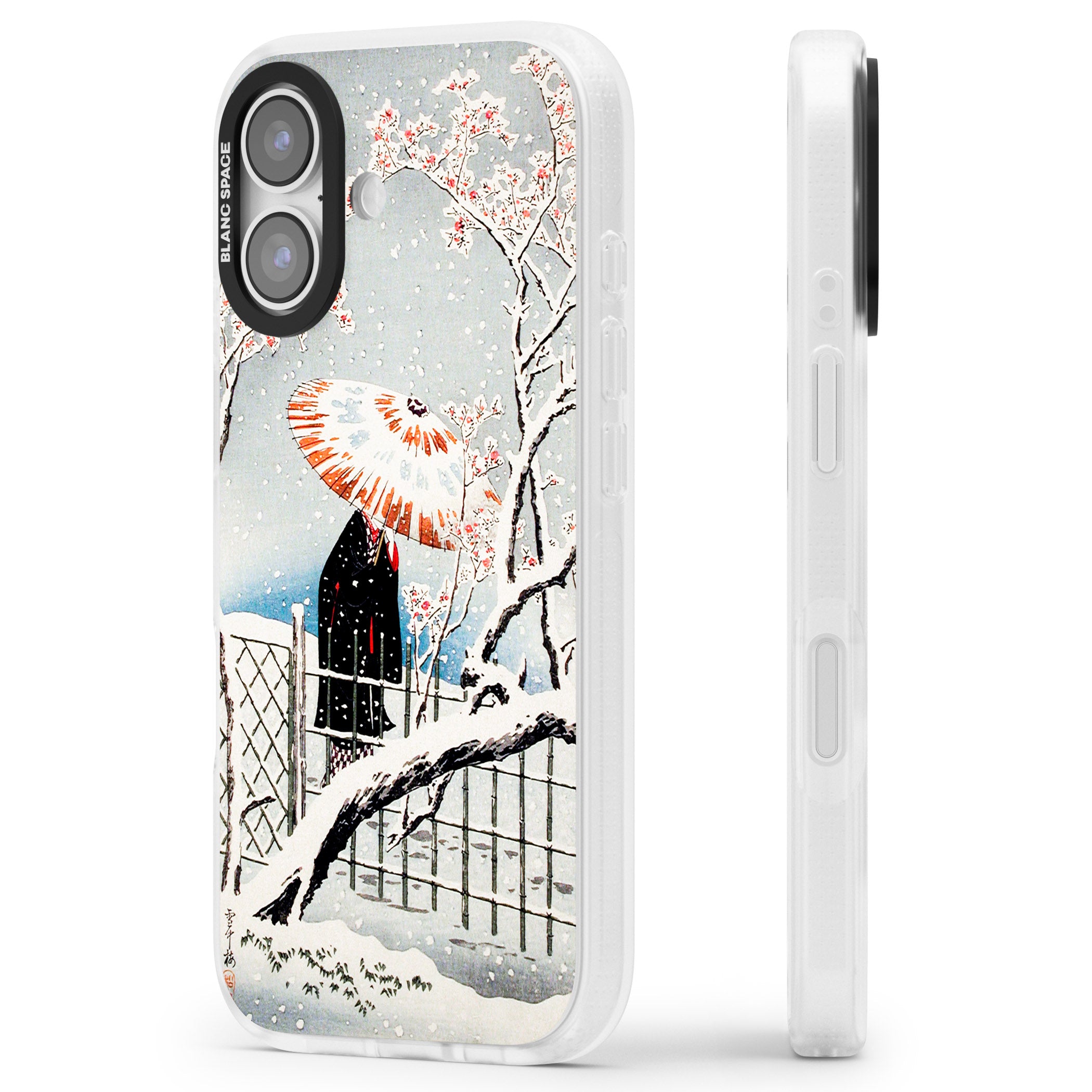 Plum Tree In Snow By Hiroaki Takahashi iPhone 17 Impact Air Clear Phone Case Side Profile