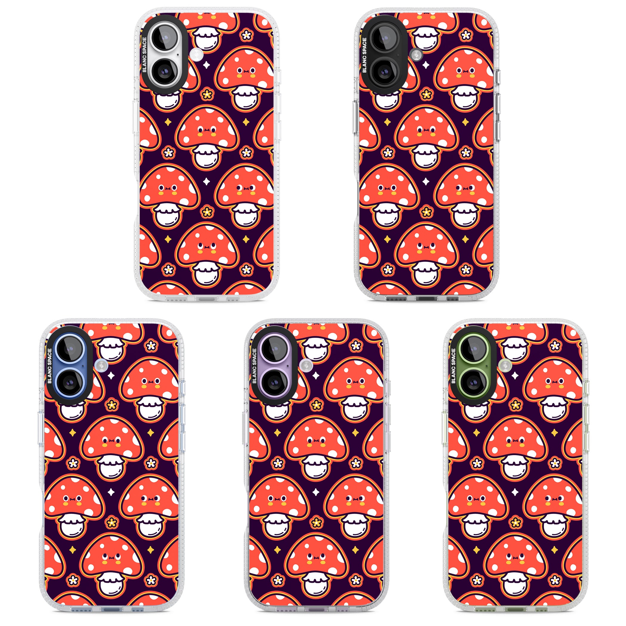 Mushroom Kawaii Pattern iPhone 17 Impact Air Clear Phone Case APT Impact Protection