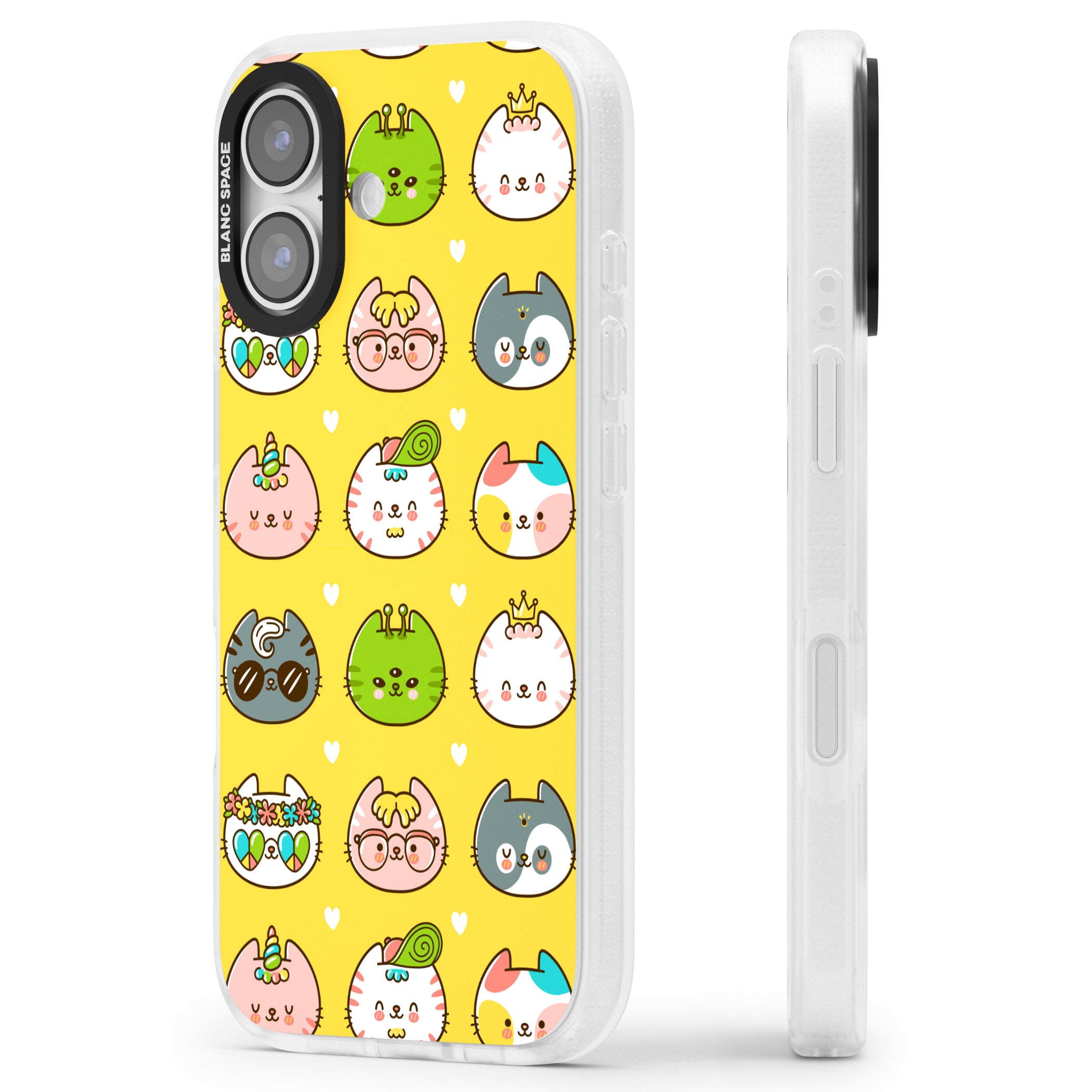 Mythical Cats Kawaii Pattern iPhone 17 Impact Air Clear Phone Case Side Profile