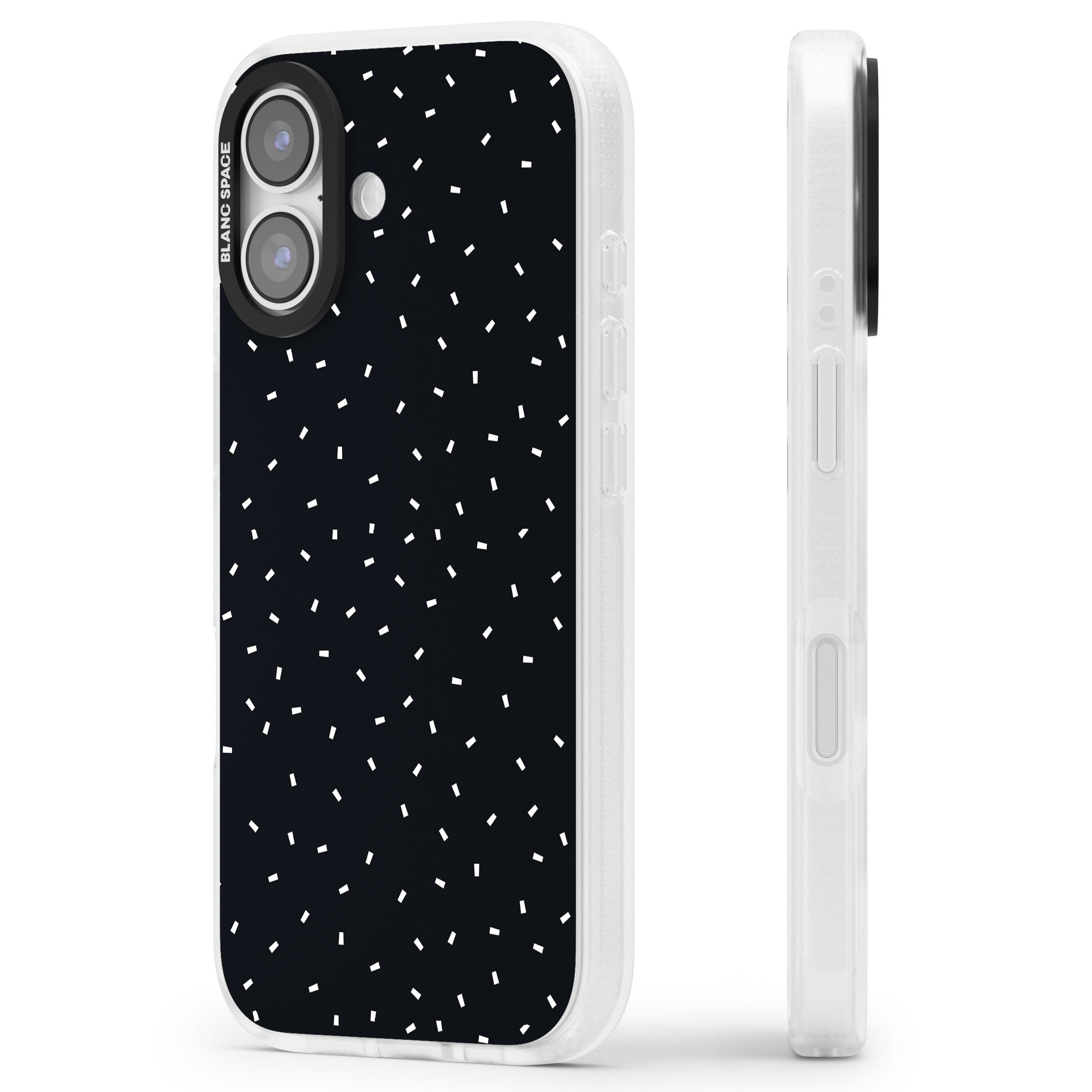 Confetti (Black) iPhone 17 Impact Air Clear Phone Case Side Profile