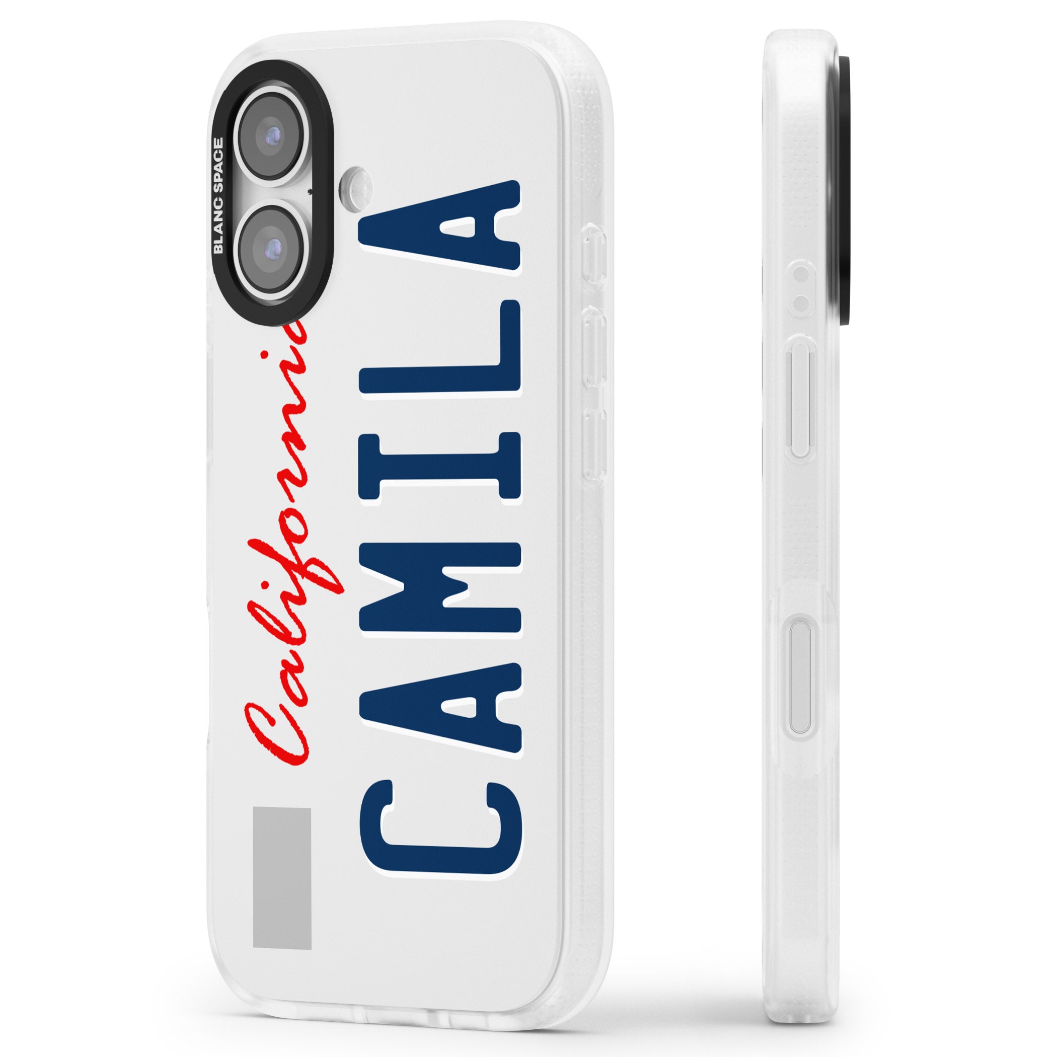 Personalised California License Plate iPhone 17 Impact Air Clear Phone Case Side Profile