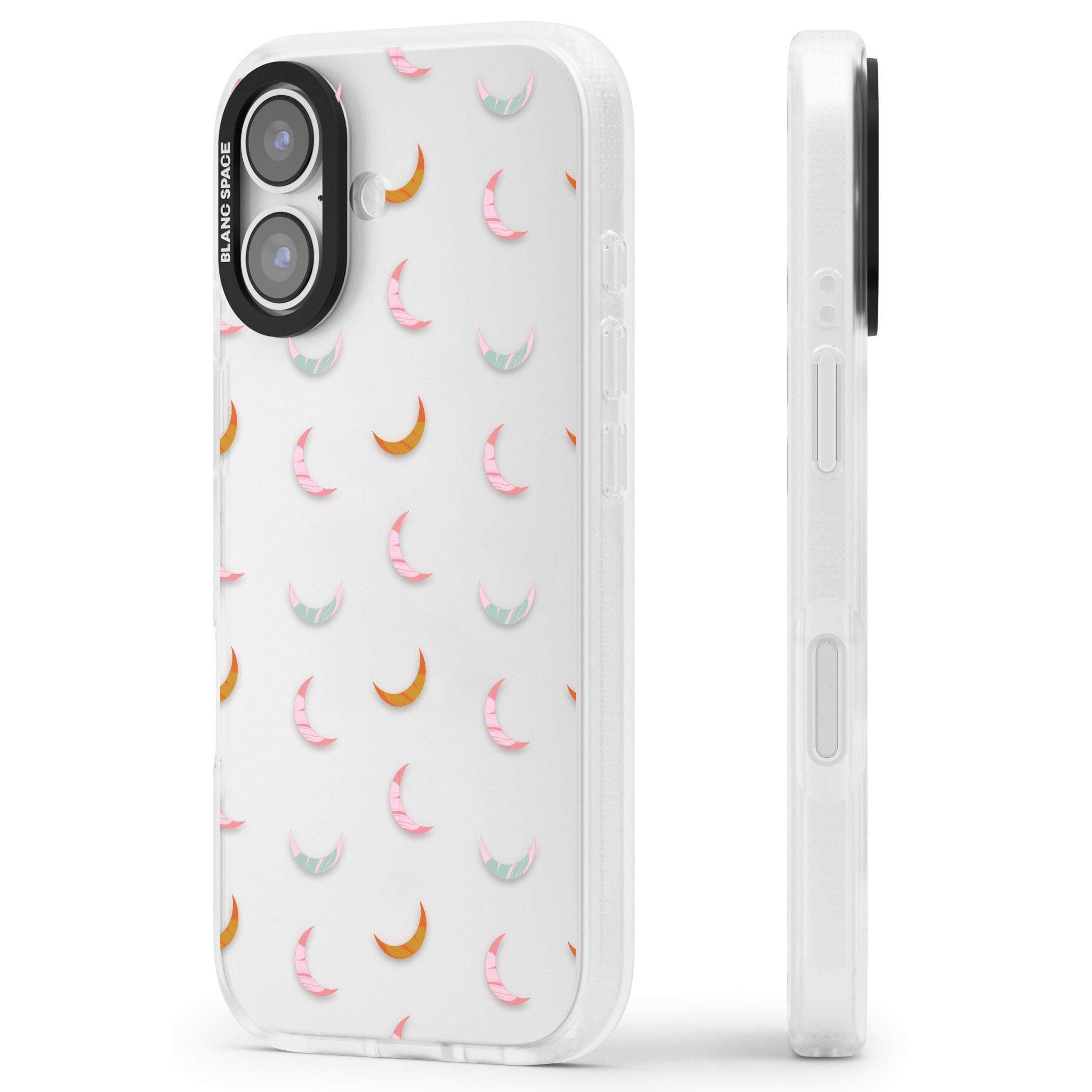 Colourful Crescent Moons iPhone 17 Impact Air Clear Phone Case Side Profile