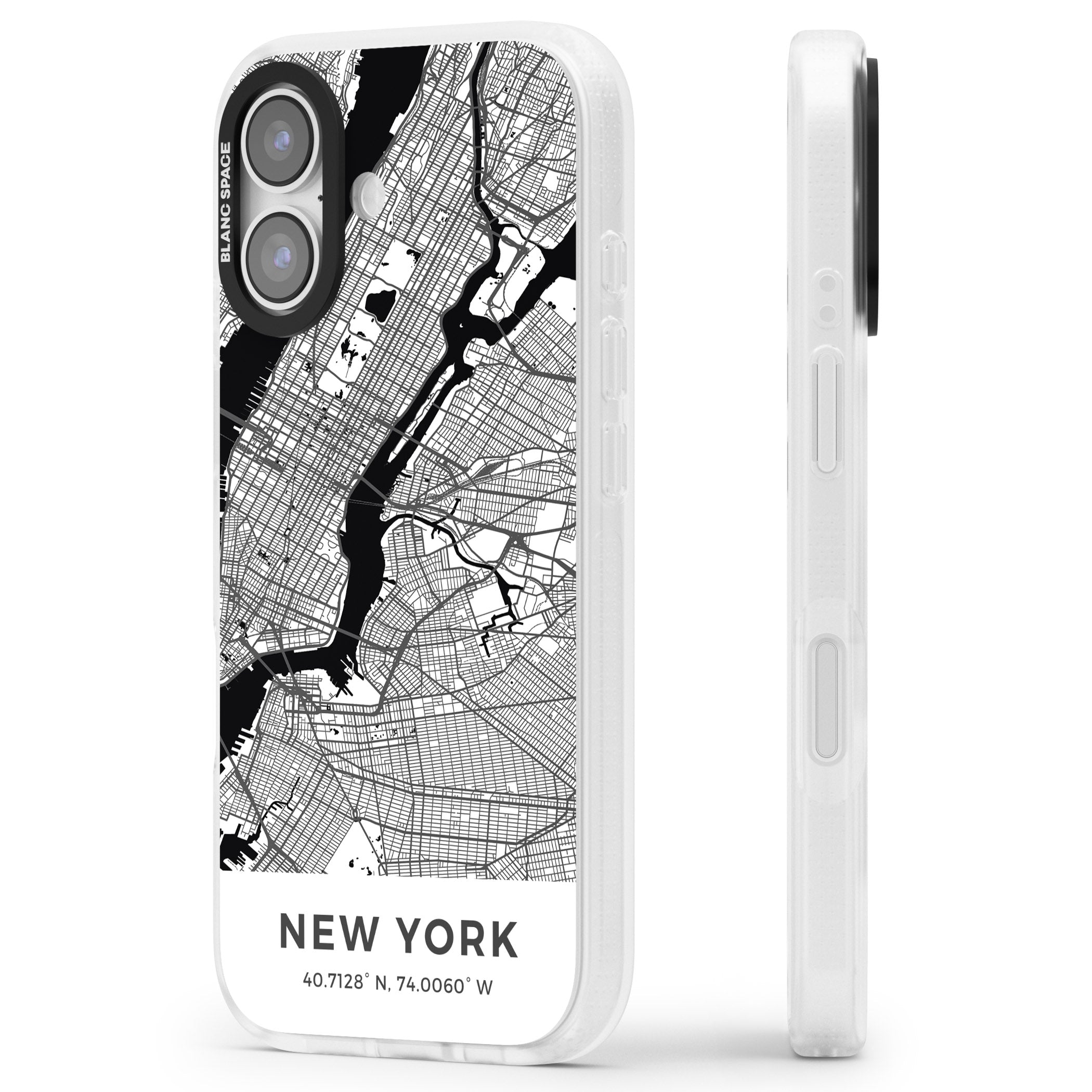 New York Map iPhone 17 Impact Air Clear Phone Case Side Profile