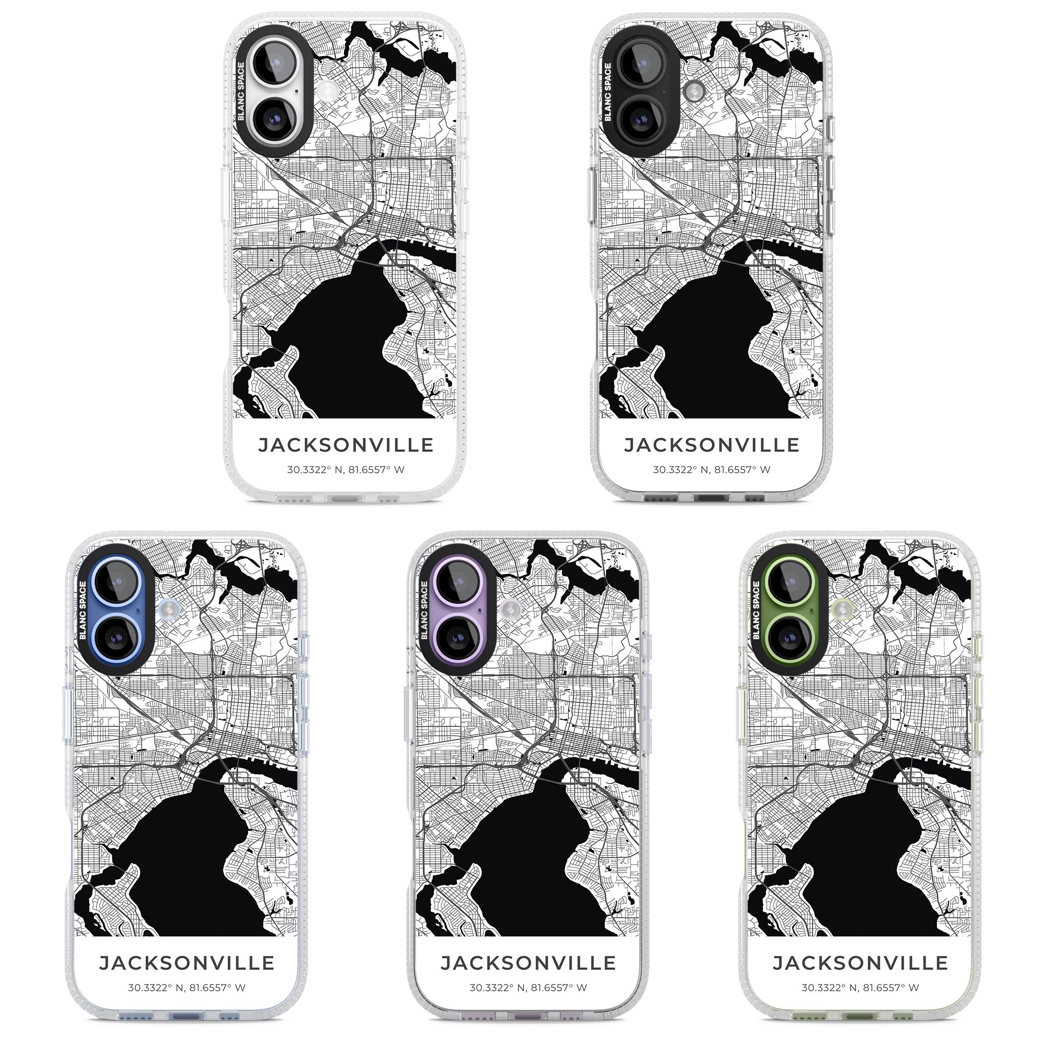 Jacksonville Map iPhone 17 Impact Air Clear Phone Case APT Impact Protection
