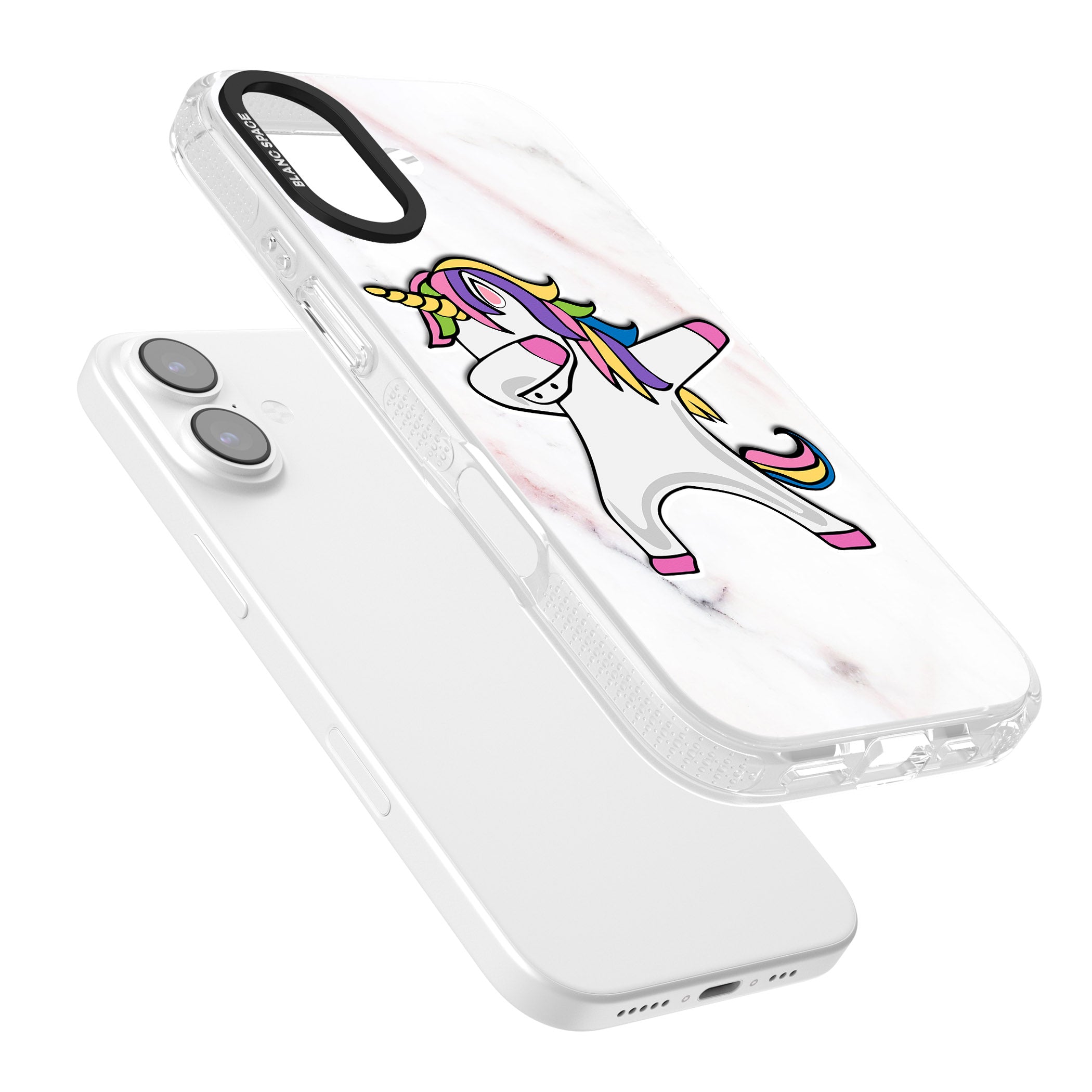 Designer Marble Unicorn Dab iPhone 17 Impact Air Clear Phone Case Colours