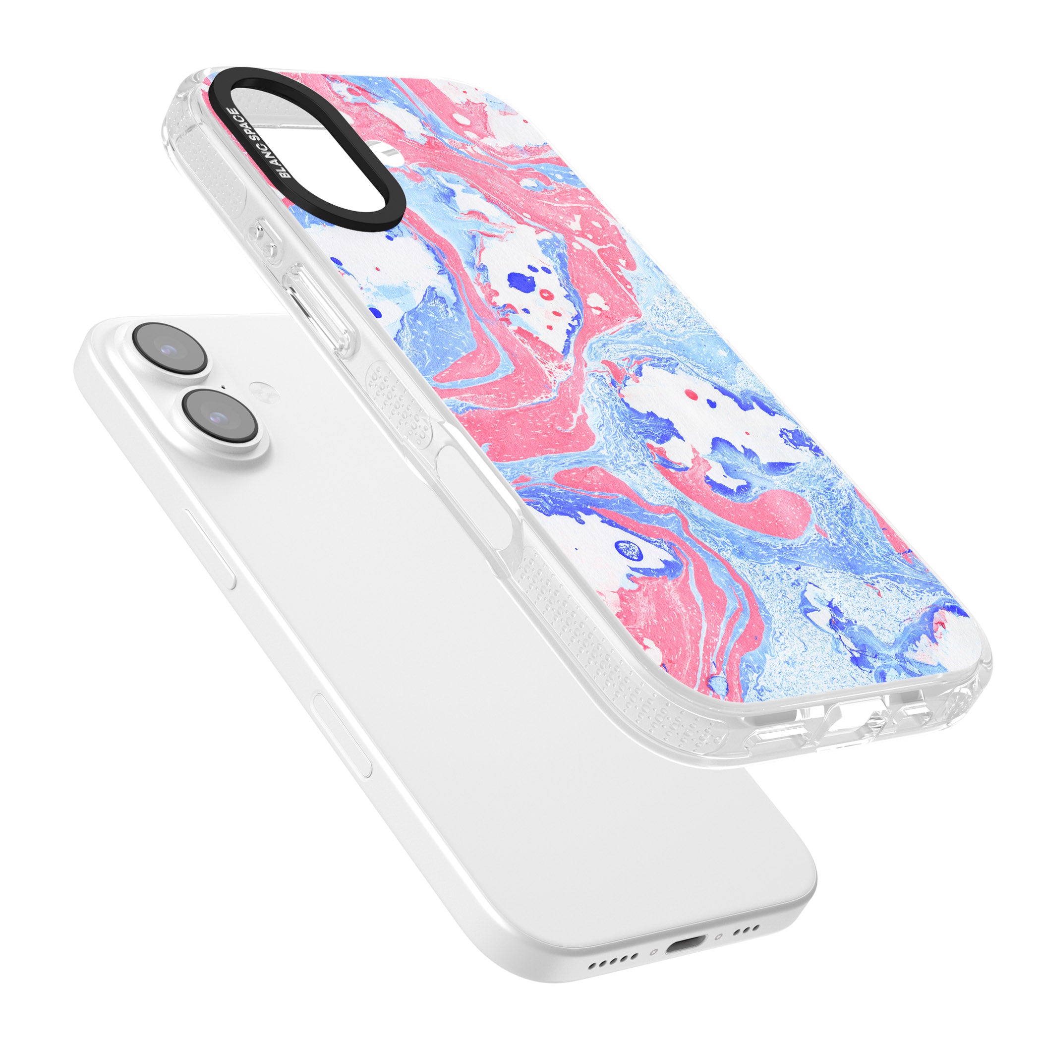Pink, Blue & White Marbled Paper Pattern iPhone 17 Impact Air Clear Phone Case Colours