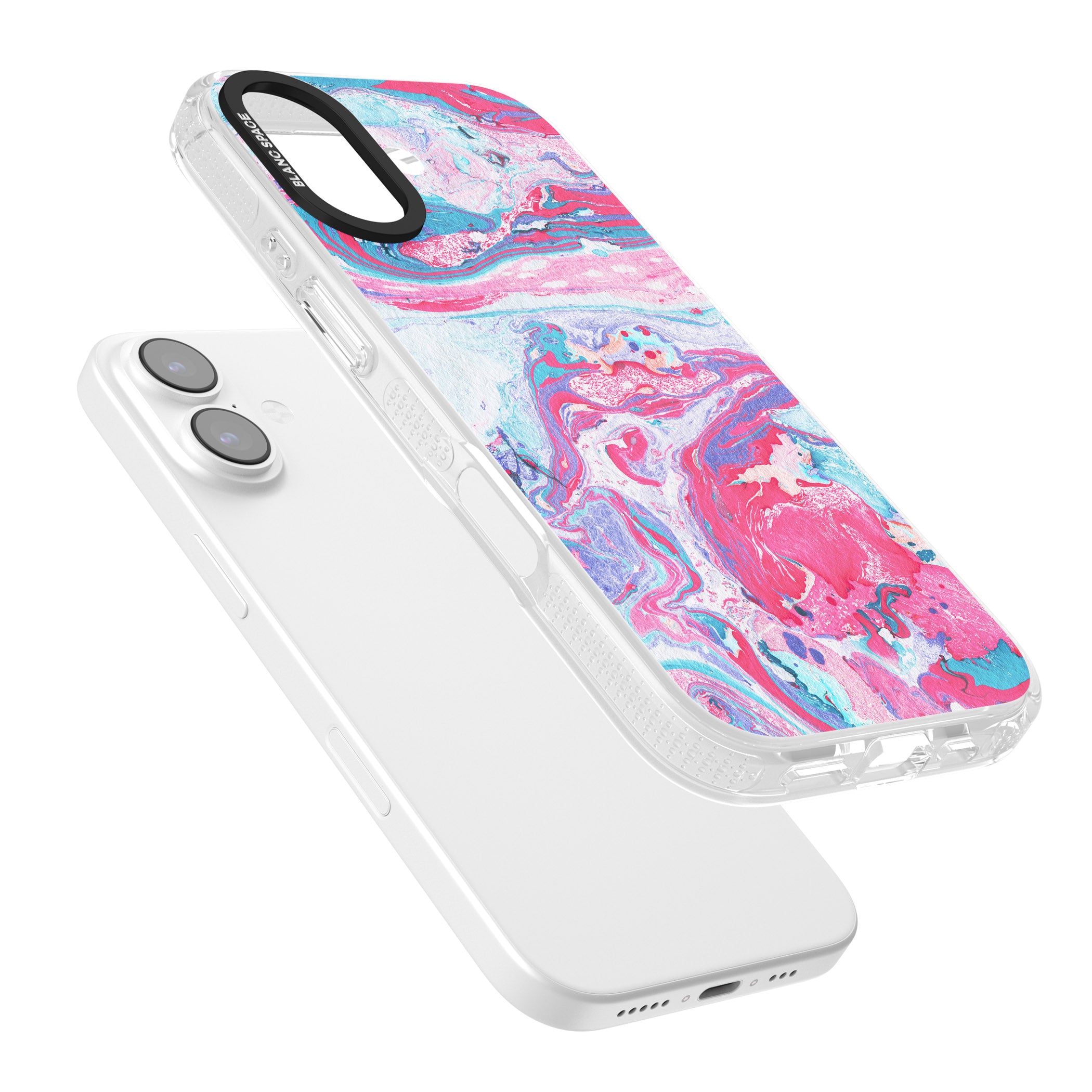 Pink, Blue & Purple Marbled Paper Pattern iPhone 17 Impact Air Clear Phone Case Colours