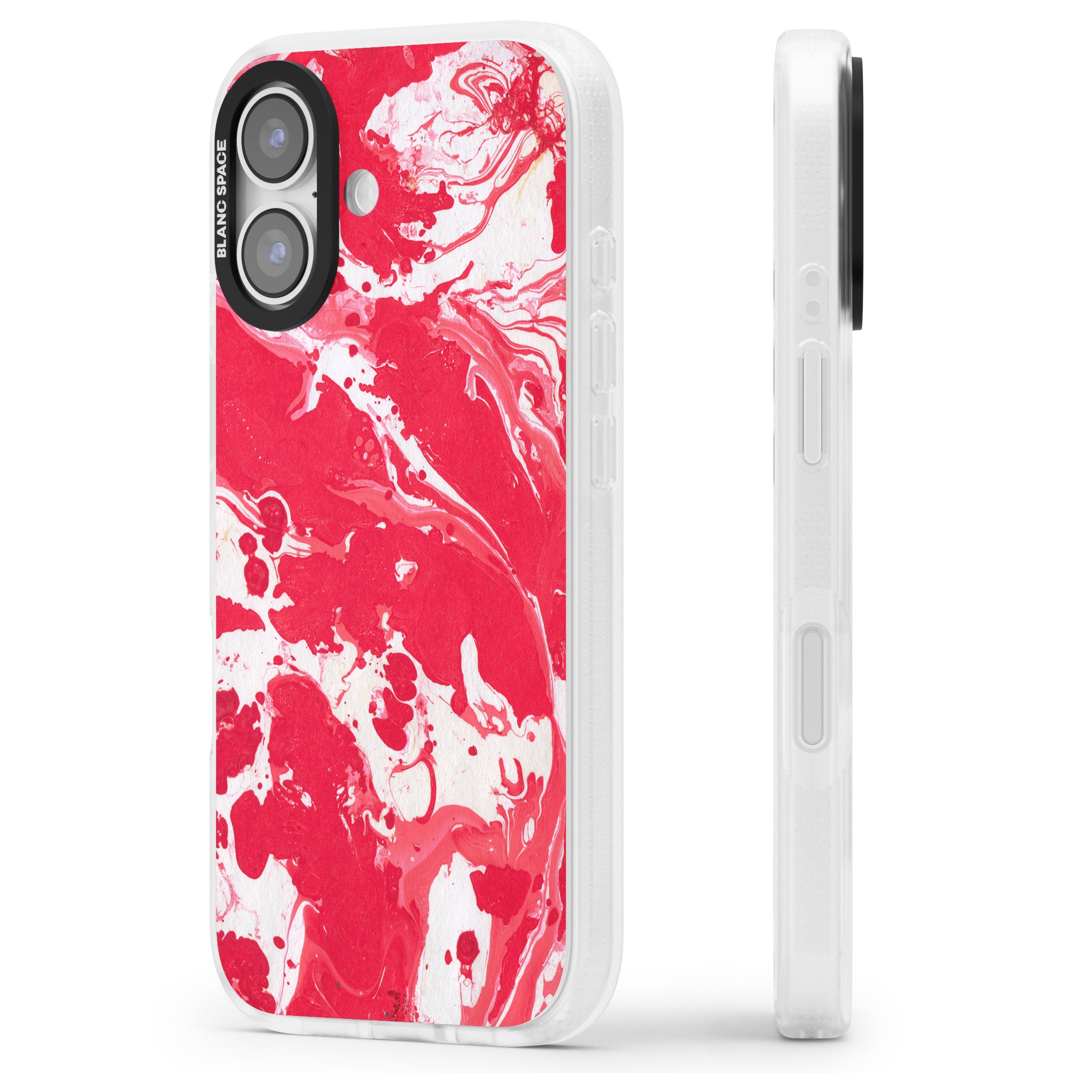 Red & White Marbled iPhone 17 Impact Air Clear Phone Case Side Profile