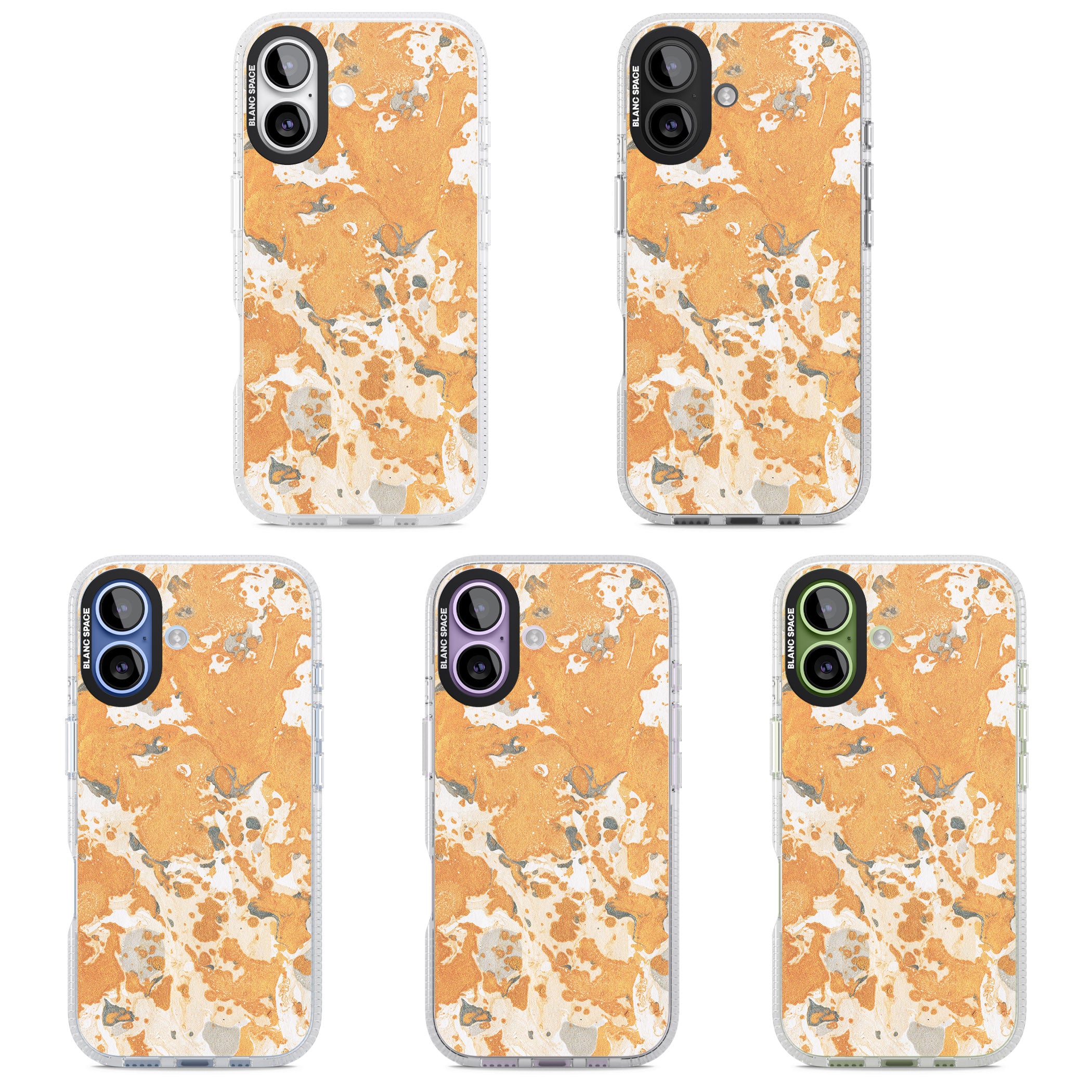 Orange Marbled iPhone 17 Impact Air Clear Phone Case APT Impact Protection
