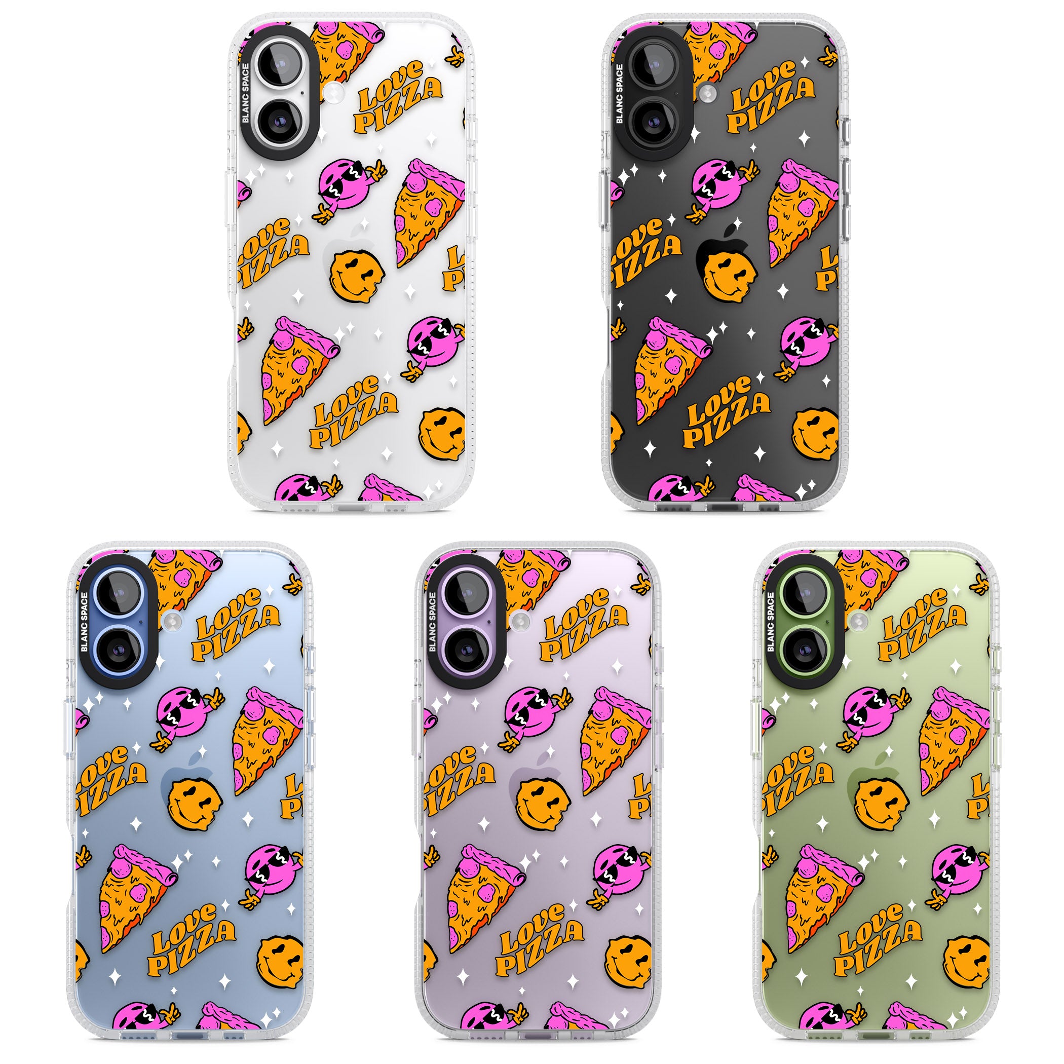 Psychedelic Love Pizza Pattern (Clear) iPhone 17 Impact Air Clear Phone Case APT Impact Protection