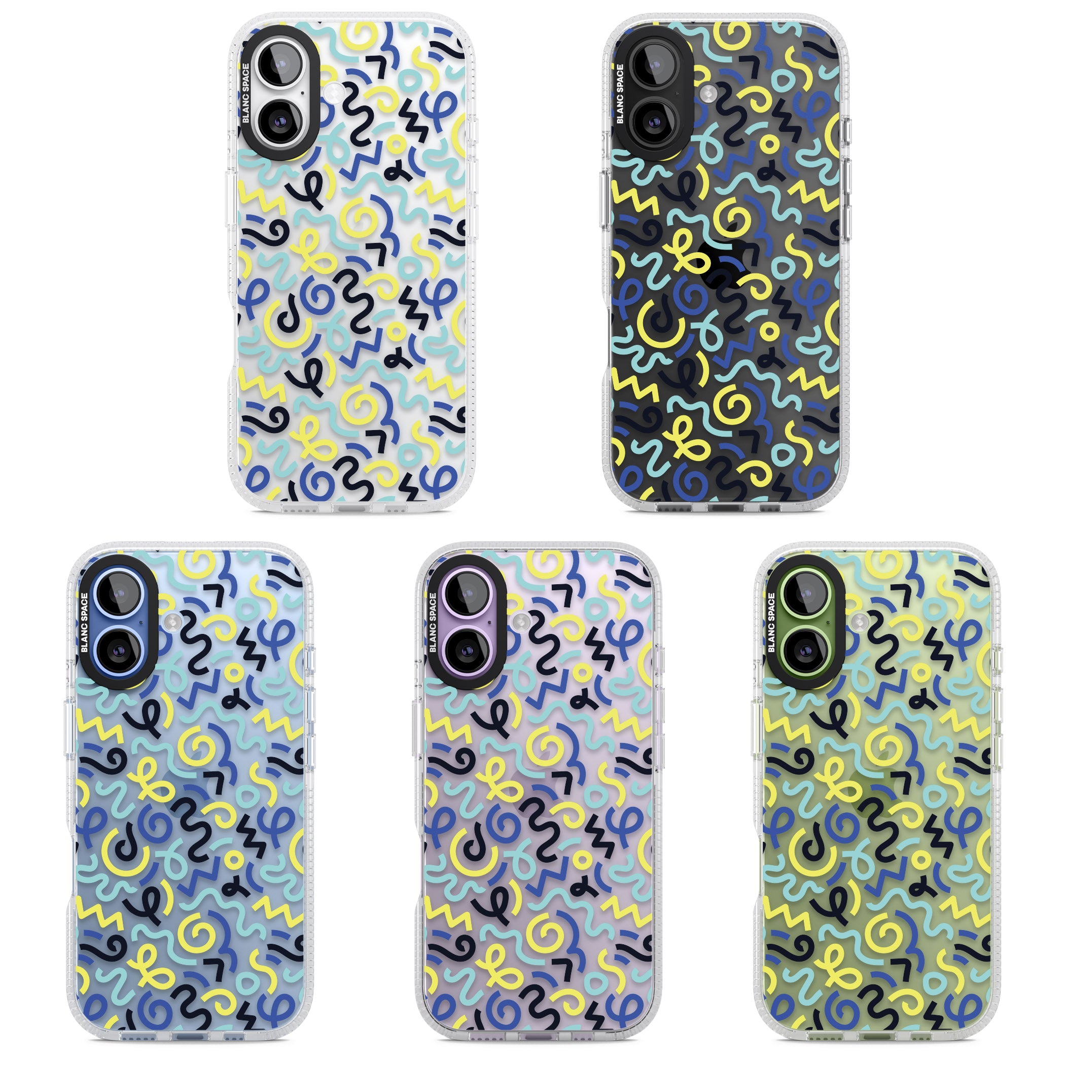 Blue & Yellow Memphis Retro iPhone 17 Impact Air Clear Phone Case APT Impact Protection