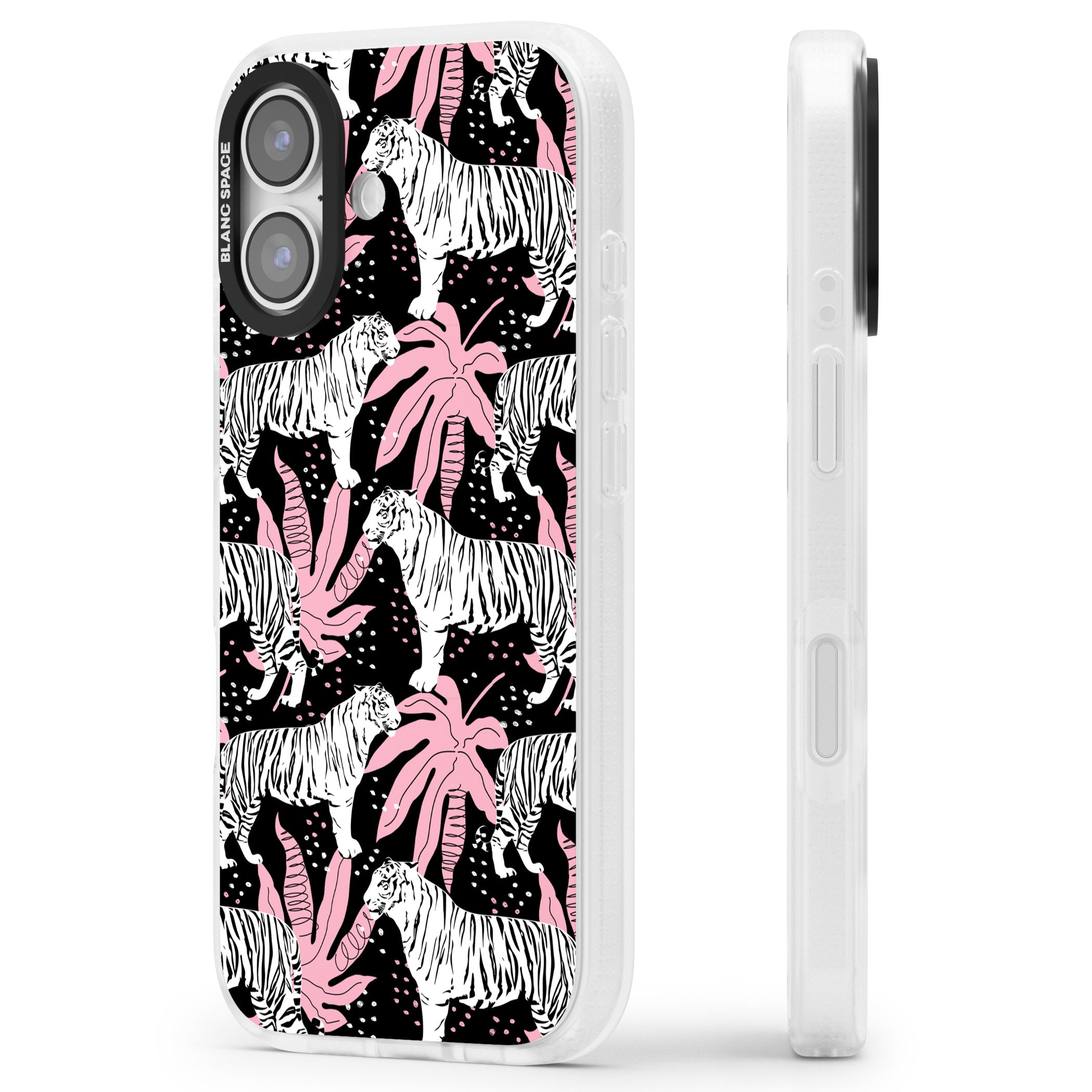 Pink Jungle Tiger iPhone 17 Impact Air Clear Phone Case Side Profile