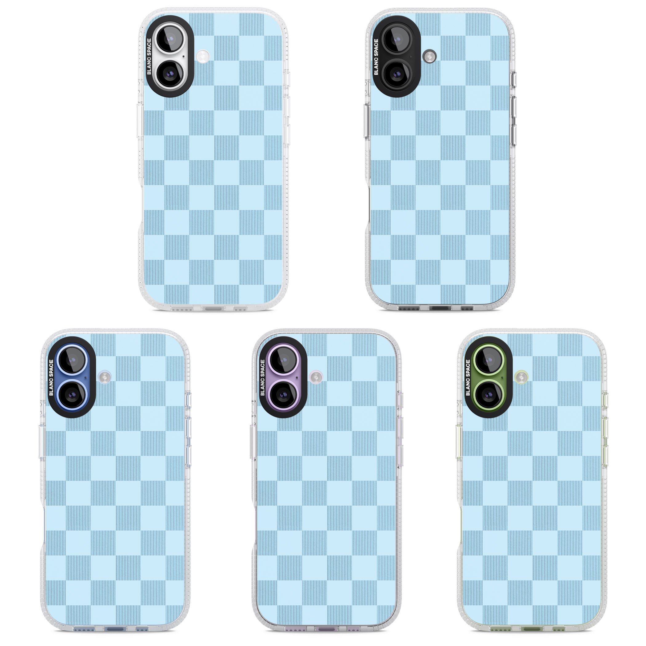 Skyblue Checkered iPhone 17 Impact Air Clear Phone Case APT Impact Protection