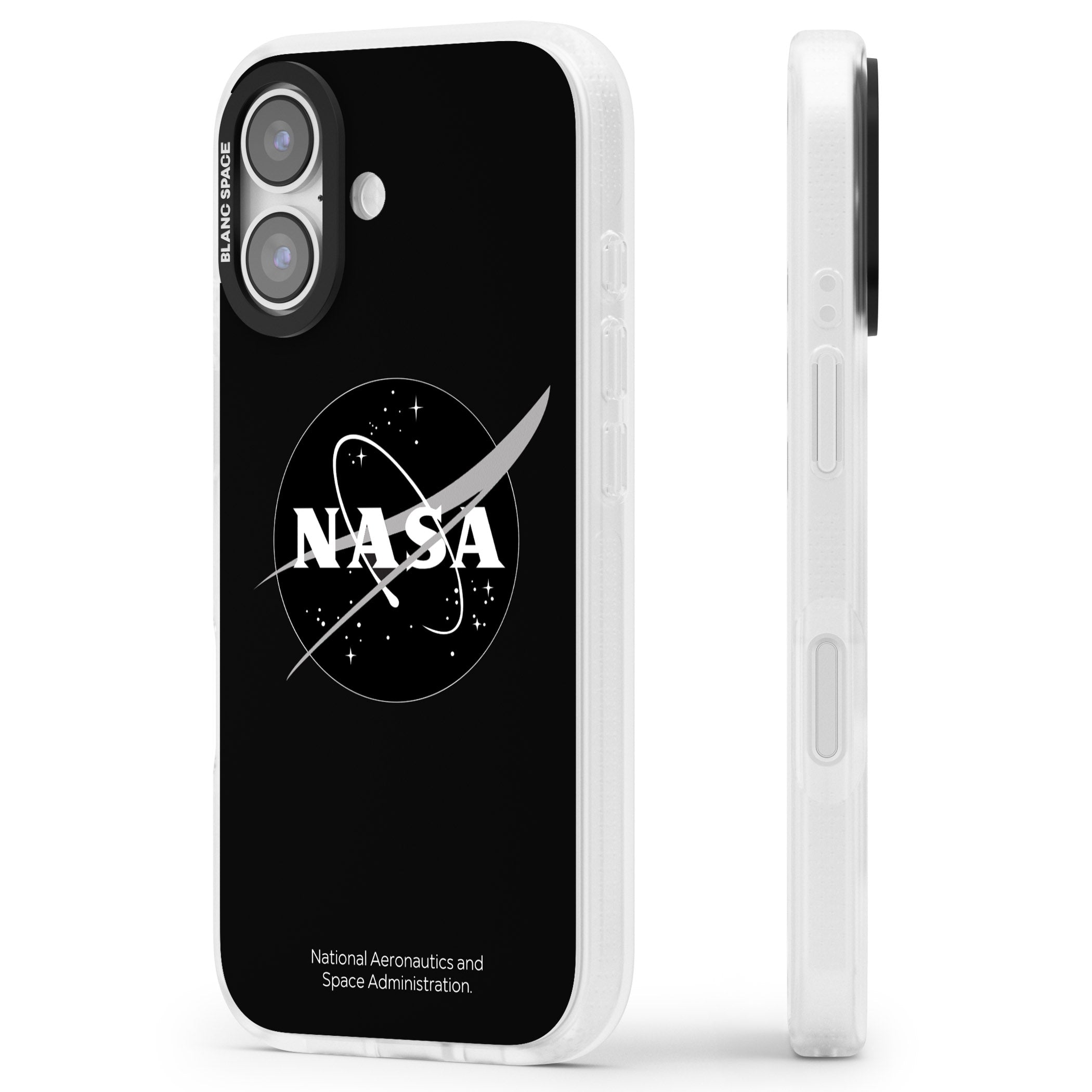 Dark Nasa Meatball iPhone 17 Impact Air Clear Phone Case Side Profile
