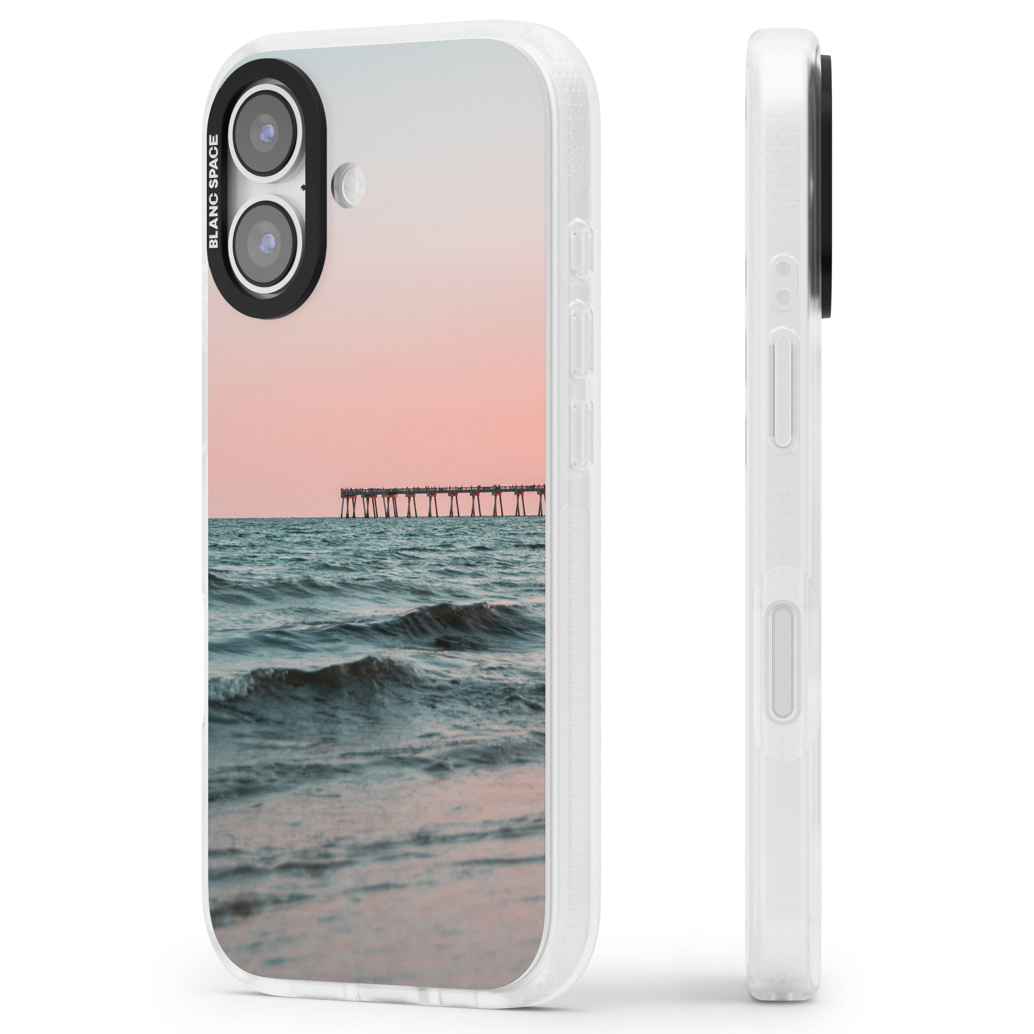 Sunset Pier iPhone 17 Impact Air Clear Phone Case Side Profile